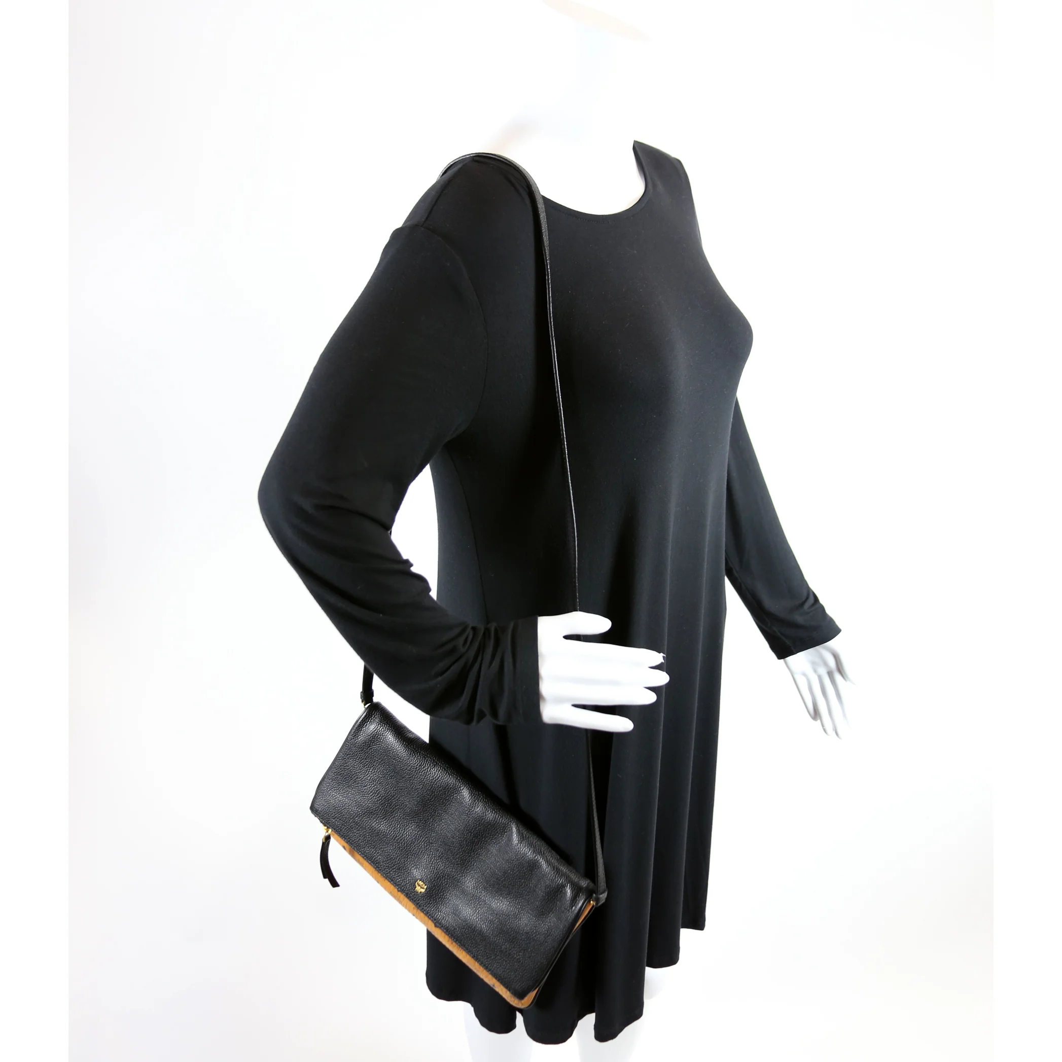 Corina Foldover Crossbody Visetos/Leather - Image 10