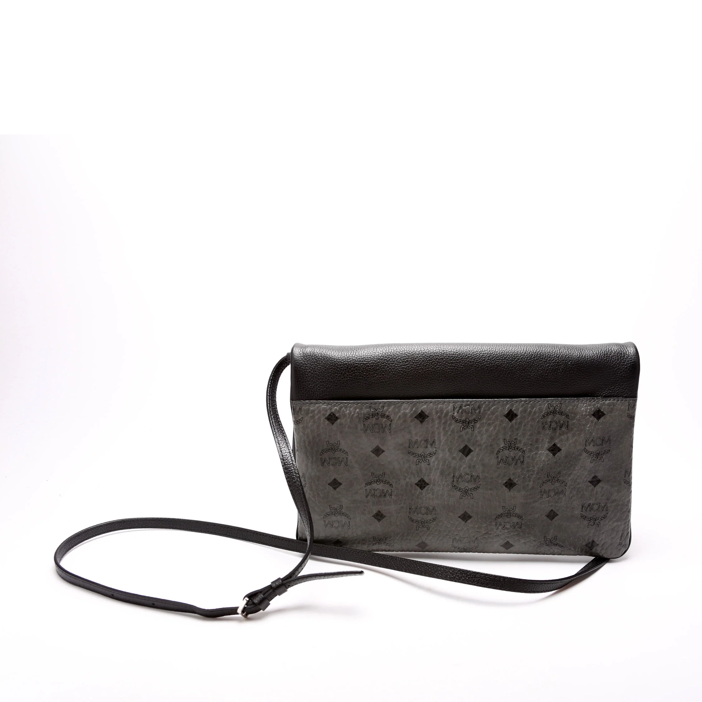 Corina Foldover Crossbody Vistos/Leather Black/Grey - Image 3