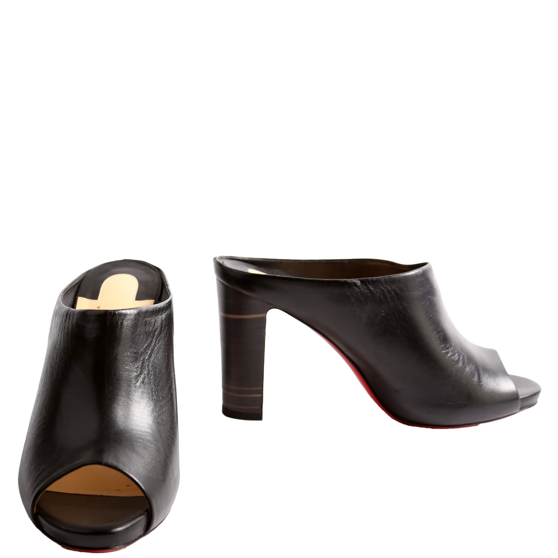 Corinthe 100 MM Peep Toe Mules Size 37.5 Black