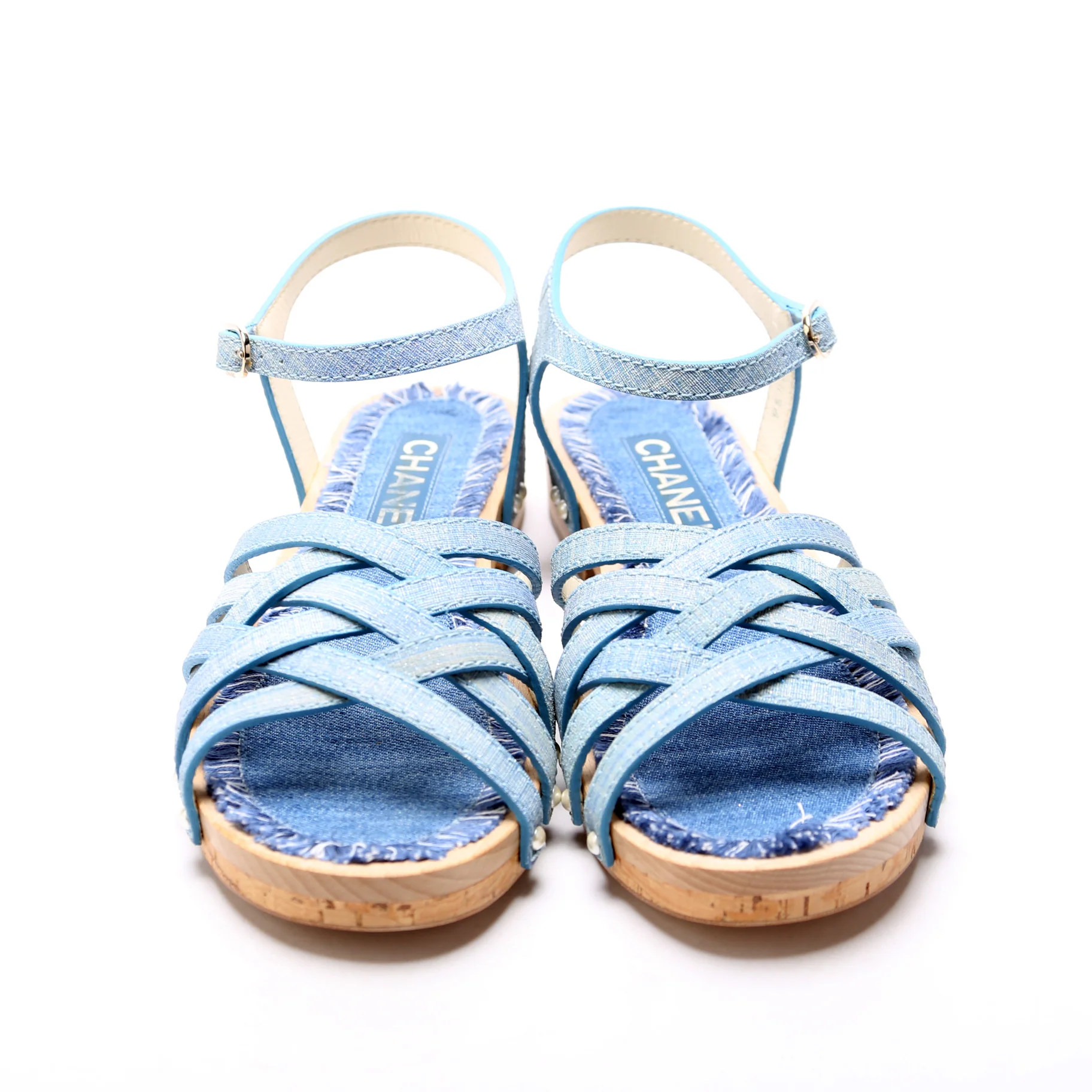 Corkwood Strappy Sandals Size 36 Blue - Image 2