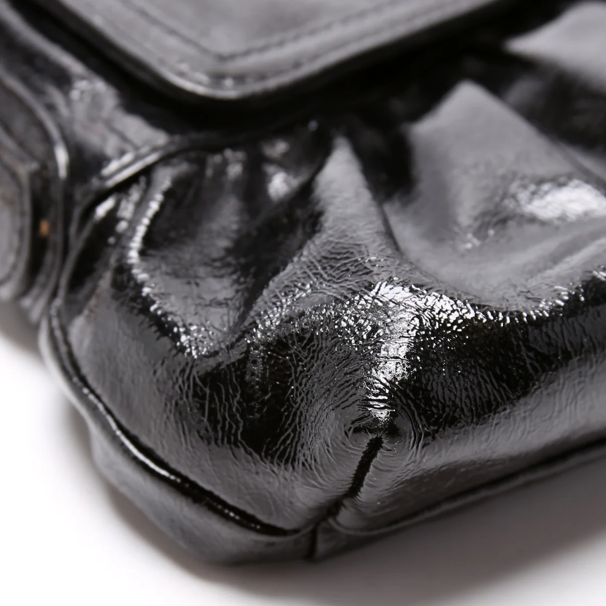 Crinkled Leather Mini Chef Hobo Black - Image 5