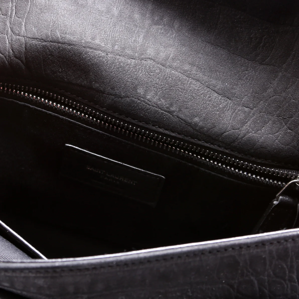 Crocodile Embossed Nubuck Niki Medium Satchel Black - Image 8