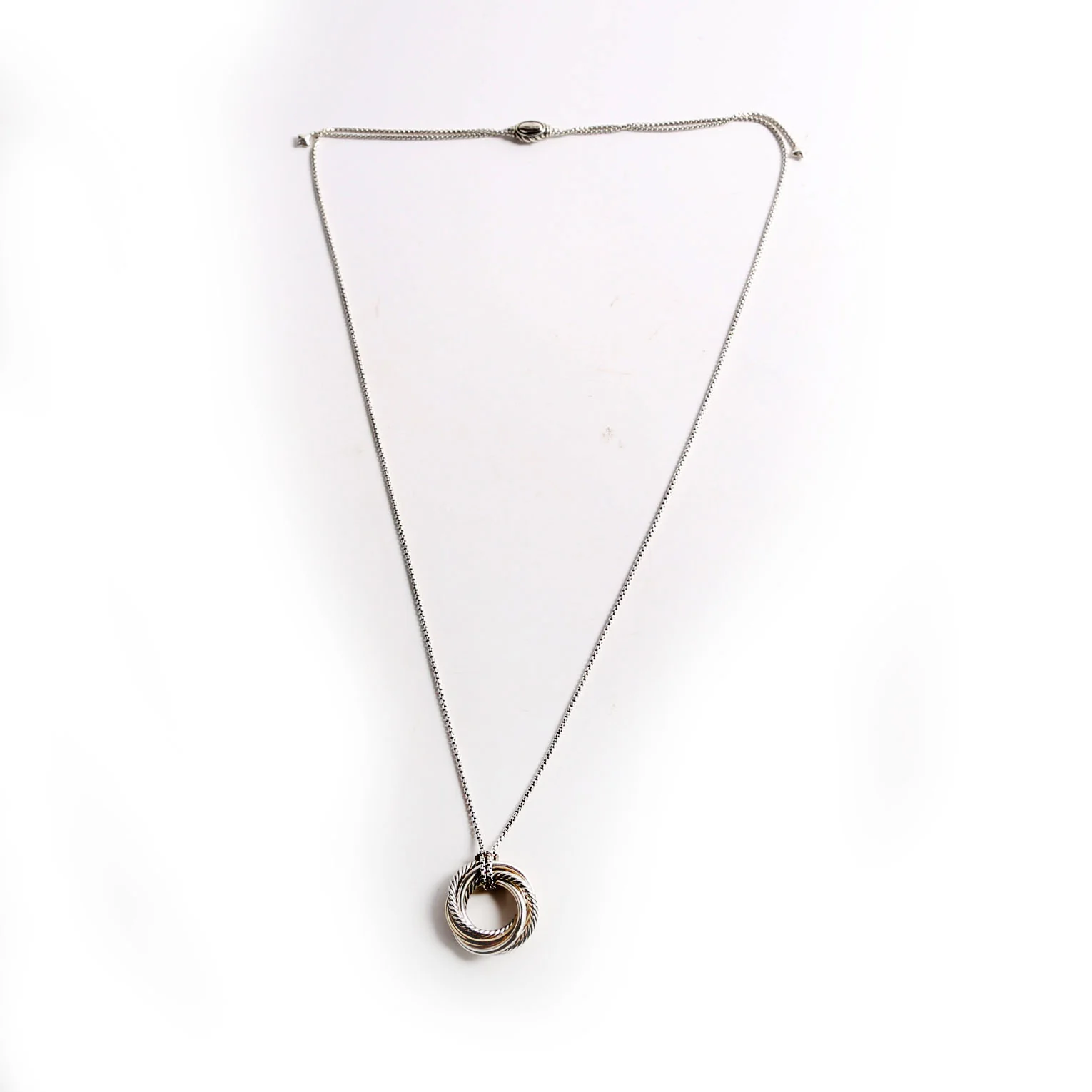Crossover Pendant 28MM Long Necklace 925/14K - Image 2