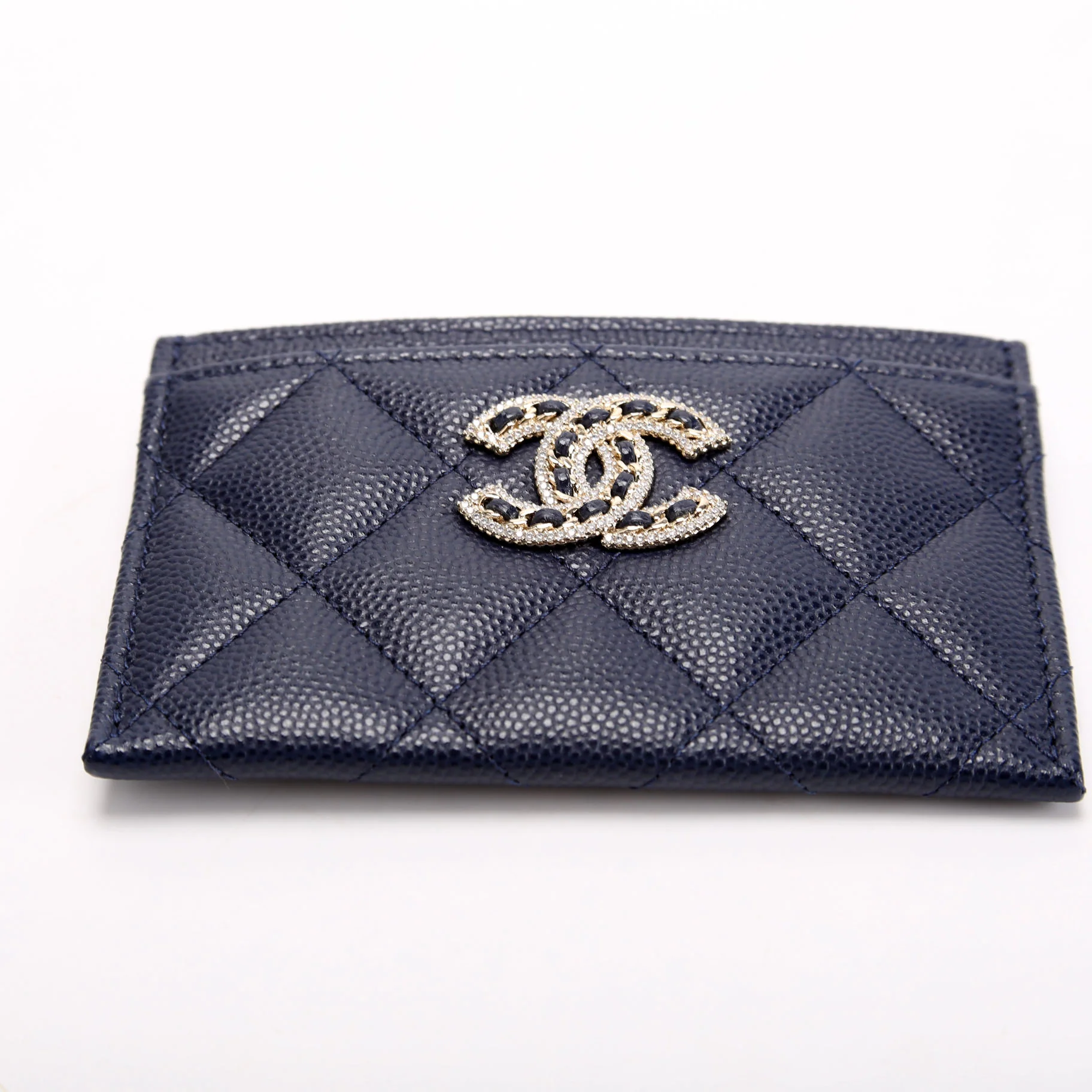 Crystal CC Card Holder Caviar 32M Blue - Image 4