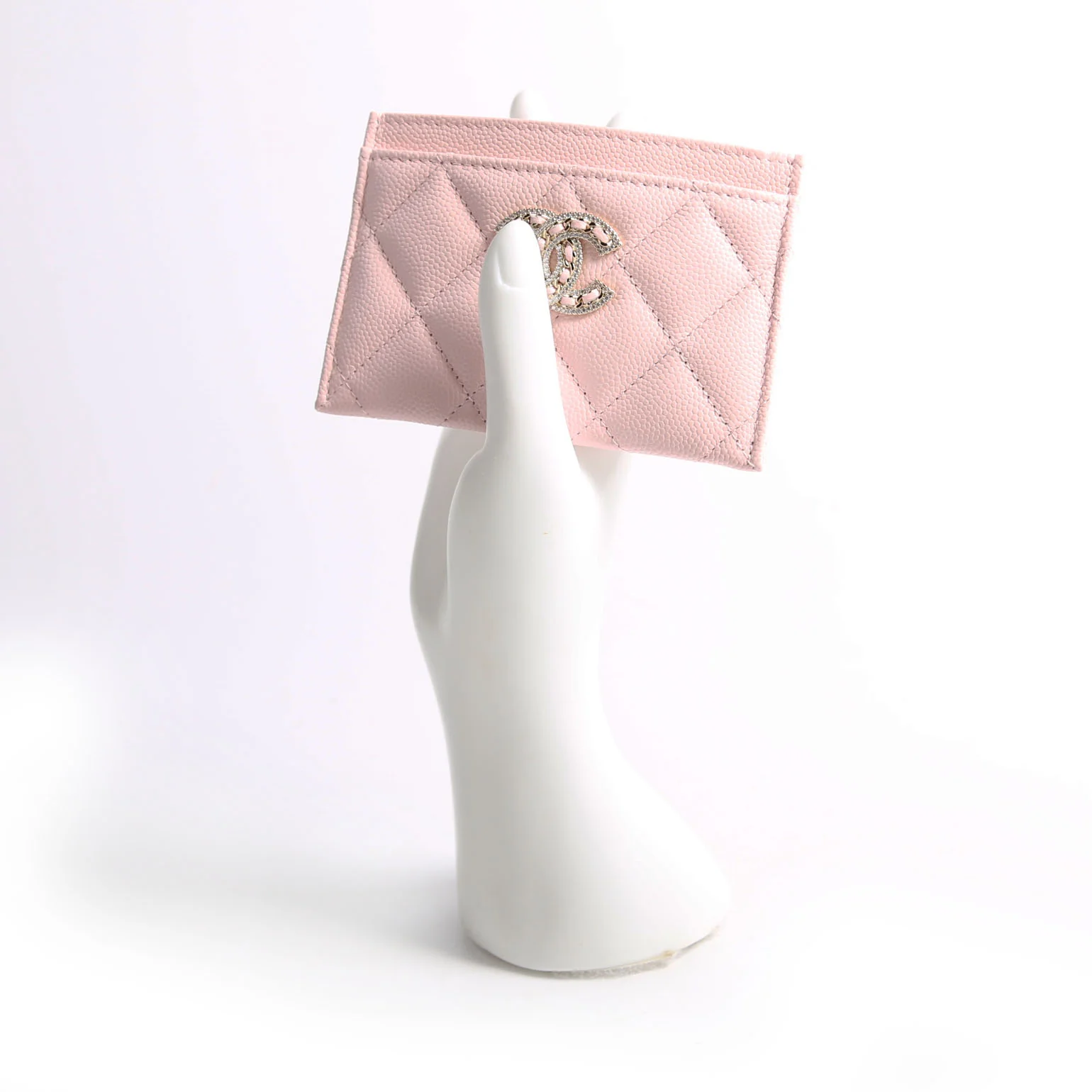 Crystal CC Card Holder Caviar 32M Pink - Image 12