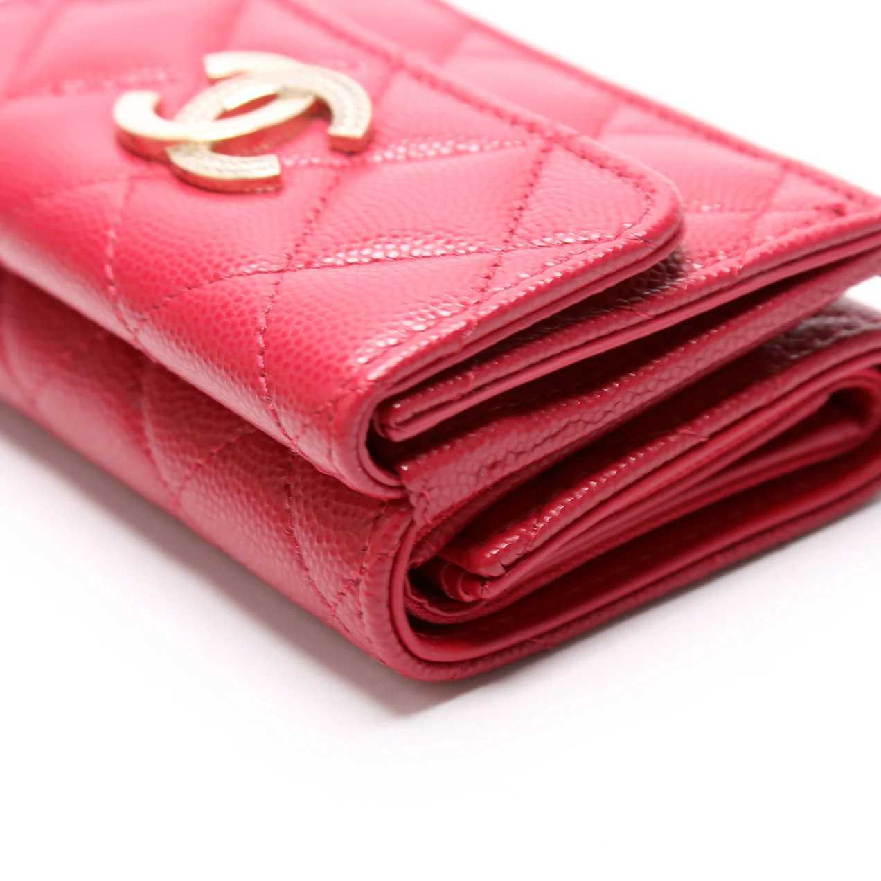 Crystal CC Compact Wallet Caviar Berry - Image 8