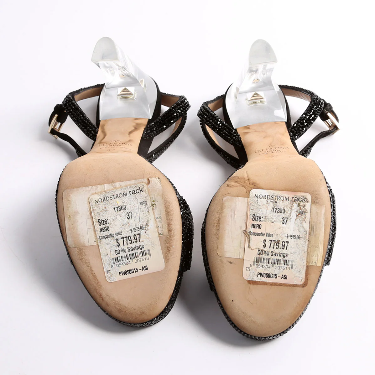Crystal Embossed Sandal Heels Size 37 Black - Image 8