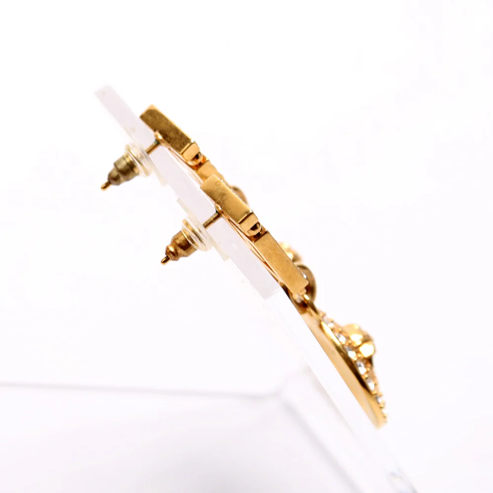 Crystal Greca Medusa Drop Earrings Gold - Image 3