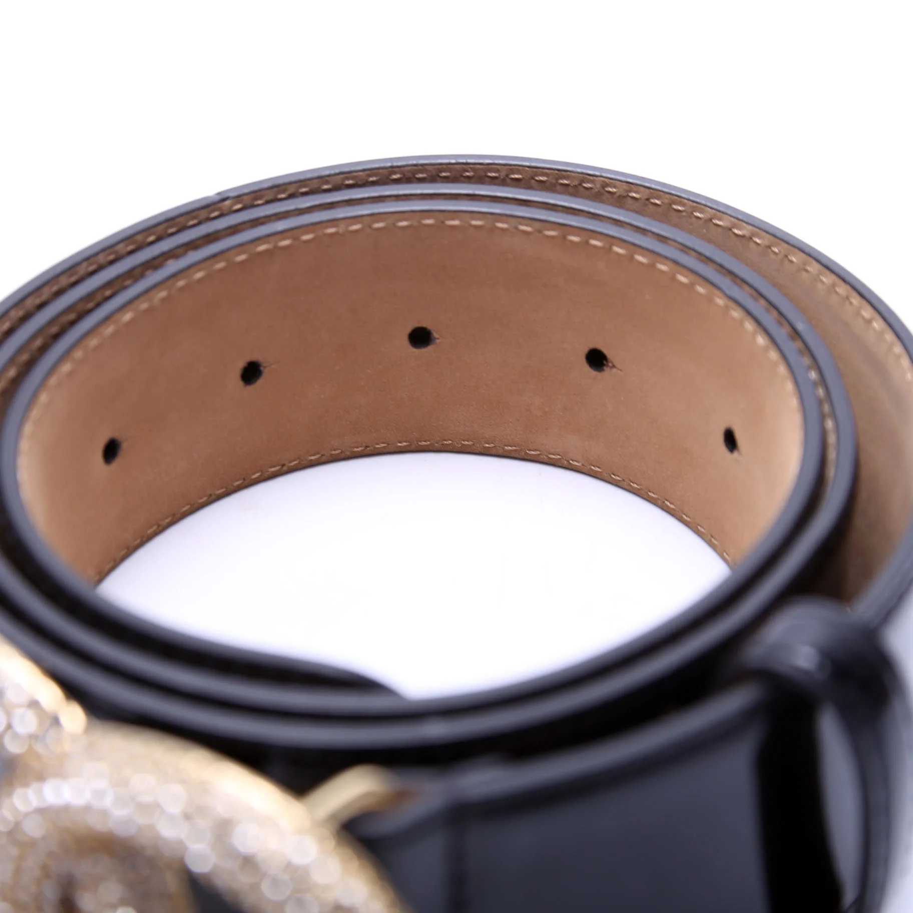 Crystal Logo Buckle Patent Belt Size 90/36 Black - Image 3