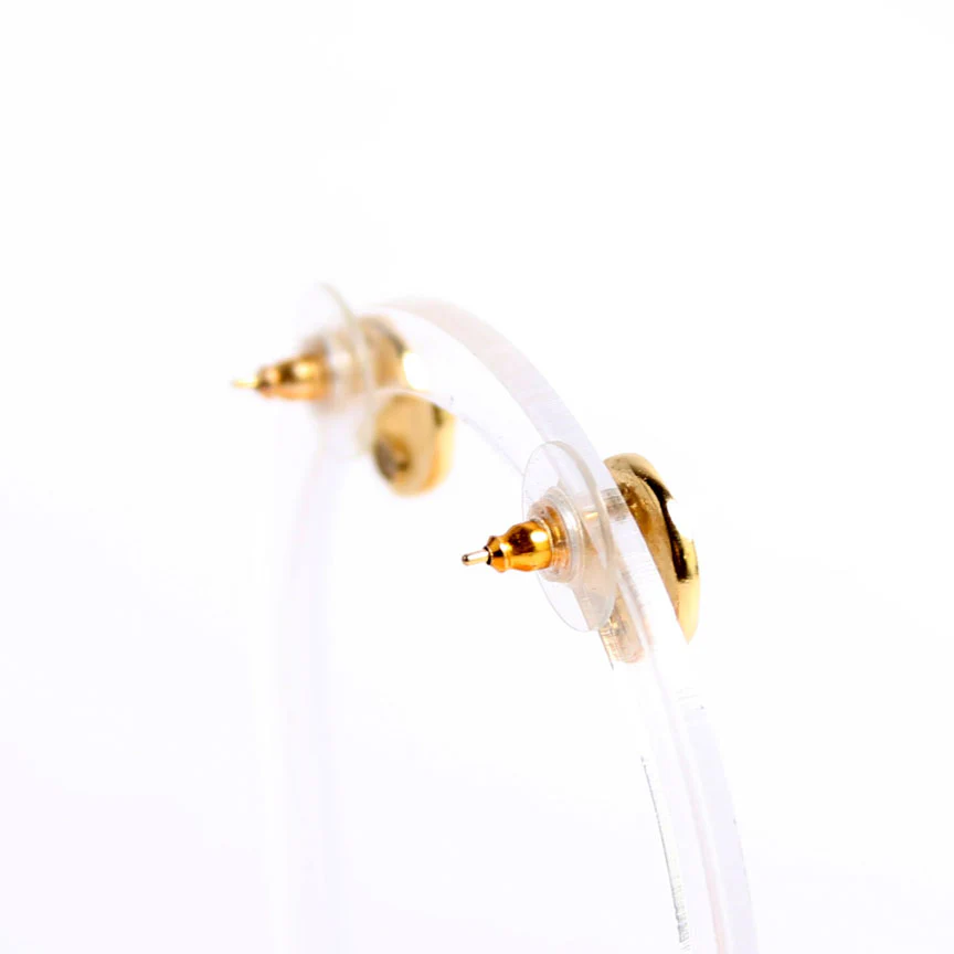 Crystal Papyrus Stud Earrings Gold - Image 4
