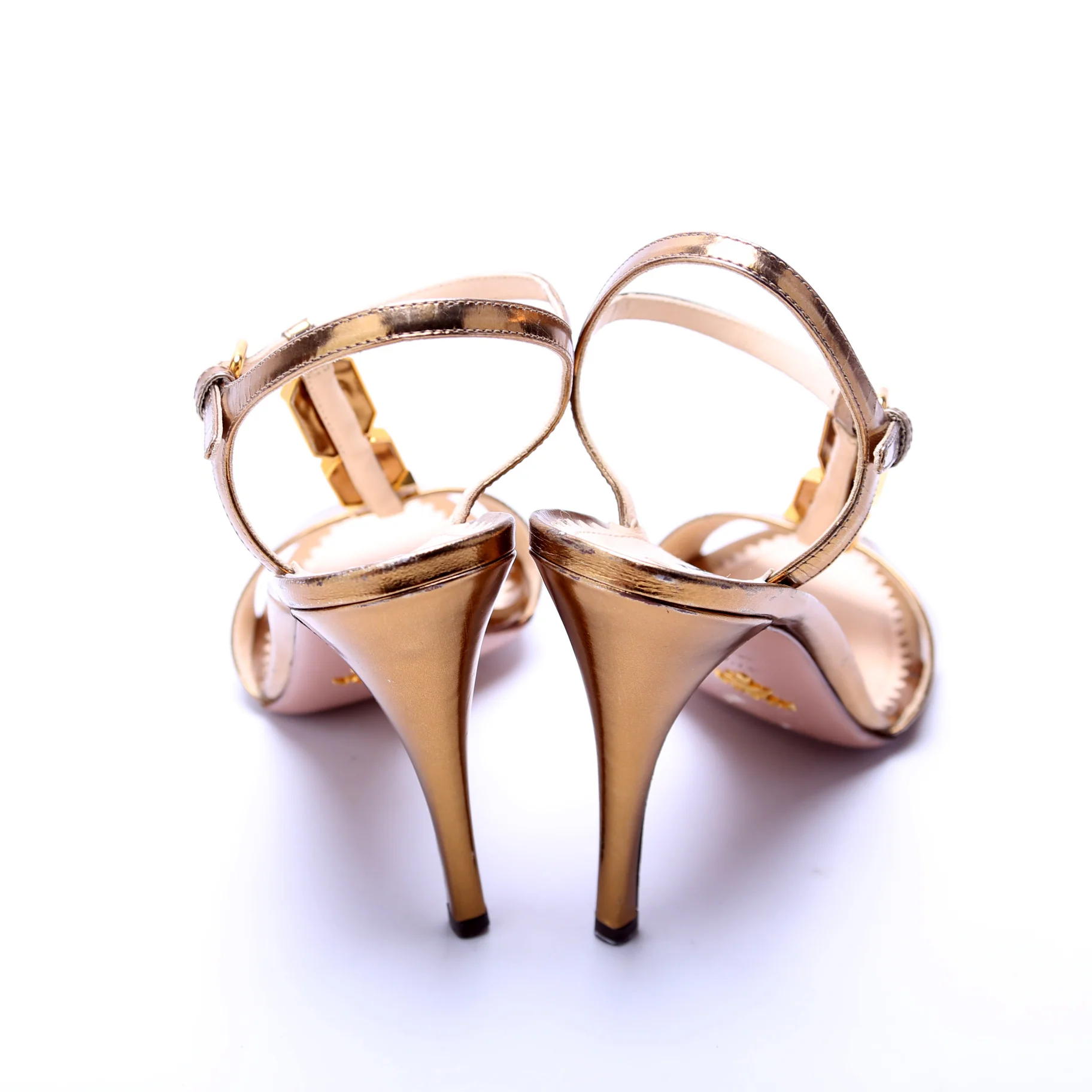Crystal Strap Sandals Size 37.5 Gold - Image 4