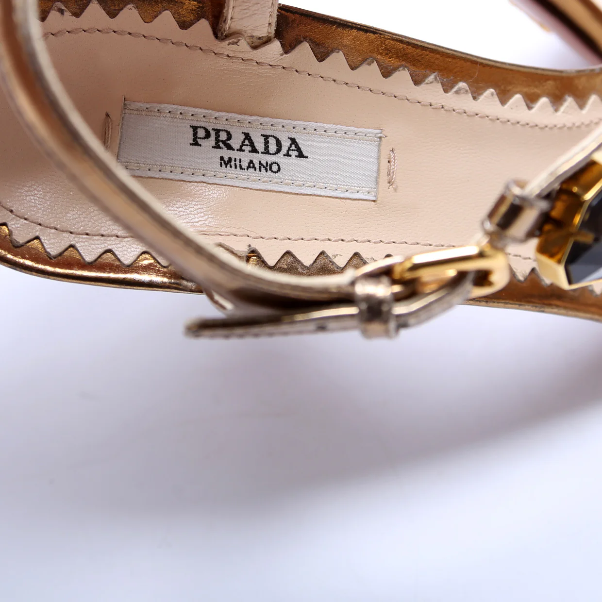 Crystal Strap Sandals Size 37.5 Gold - Image 5