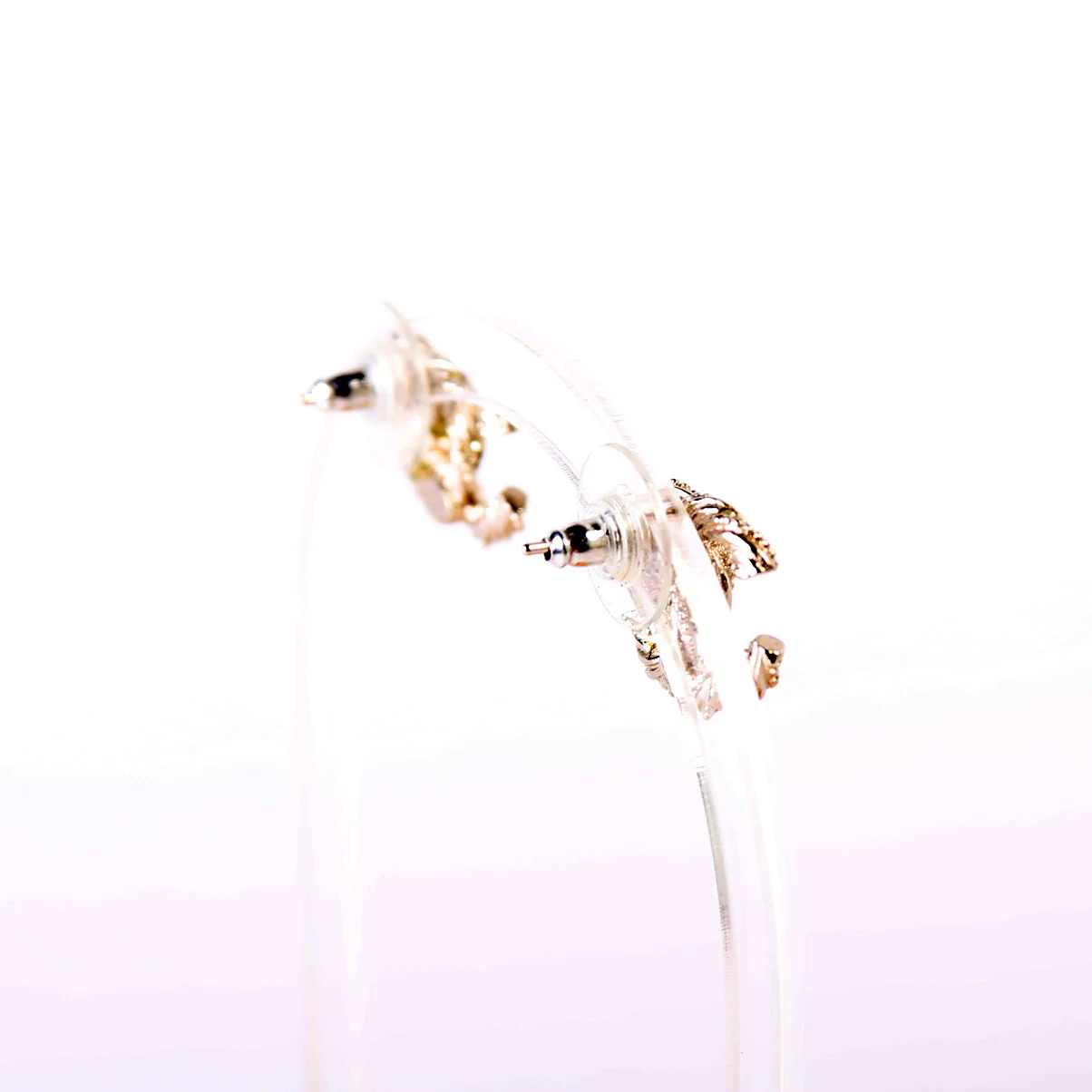 Crystal Twisted CC Stud Earrings Silver - Image 4