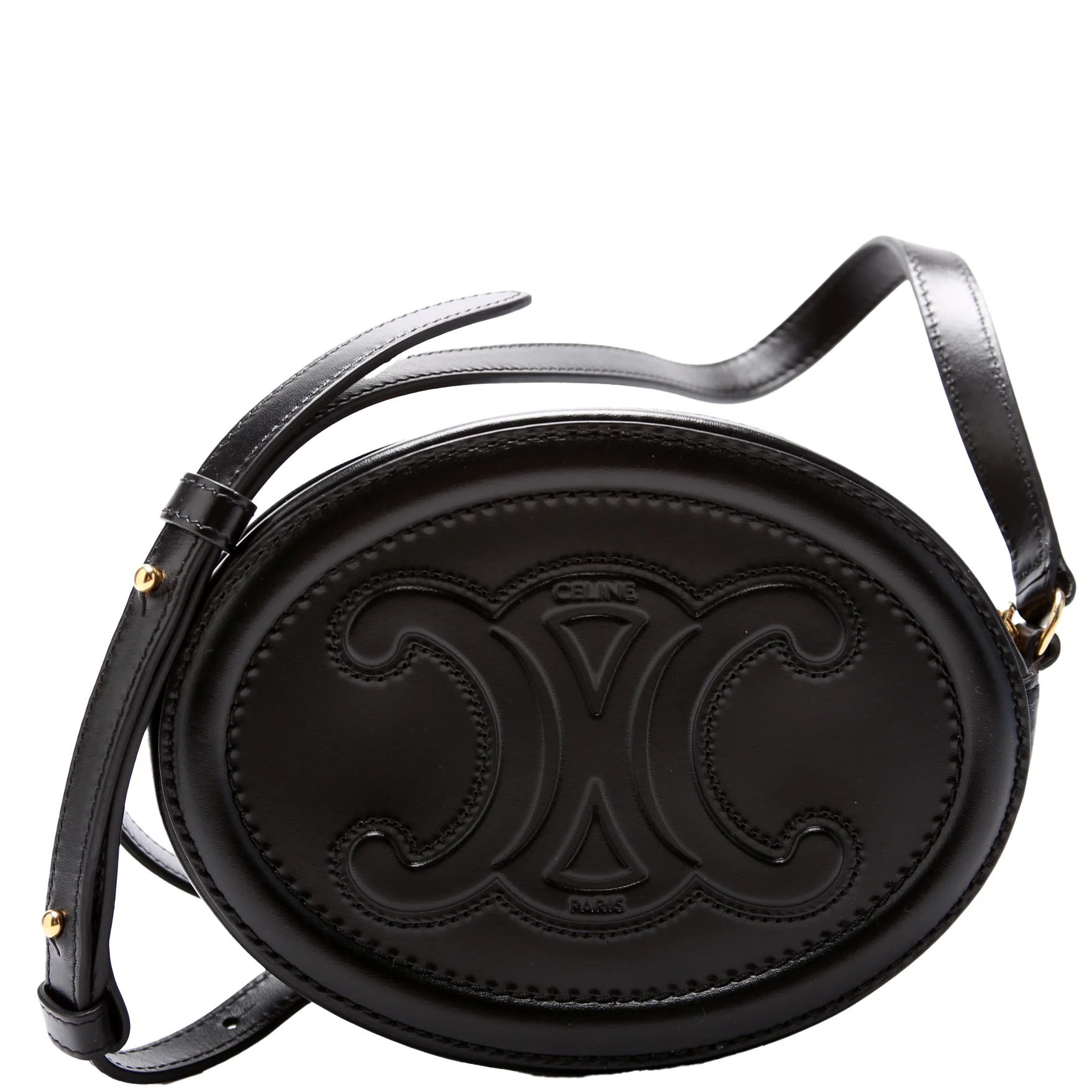 Cuir Triomphe Small Oval Bag Calfskin Black