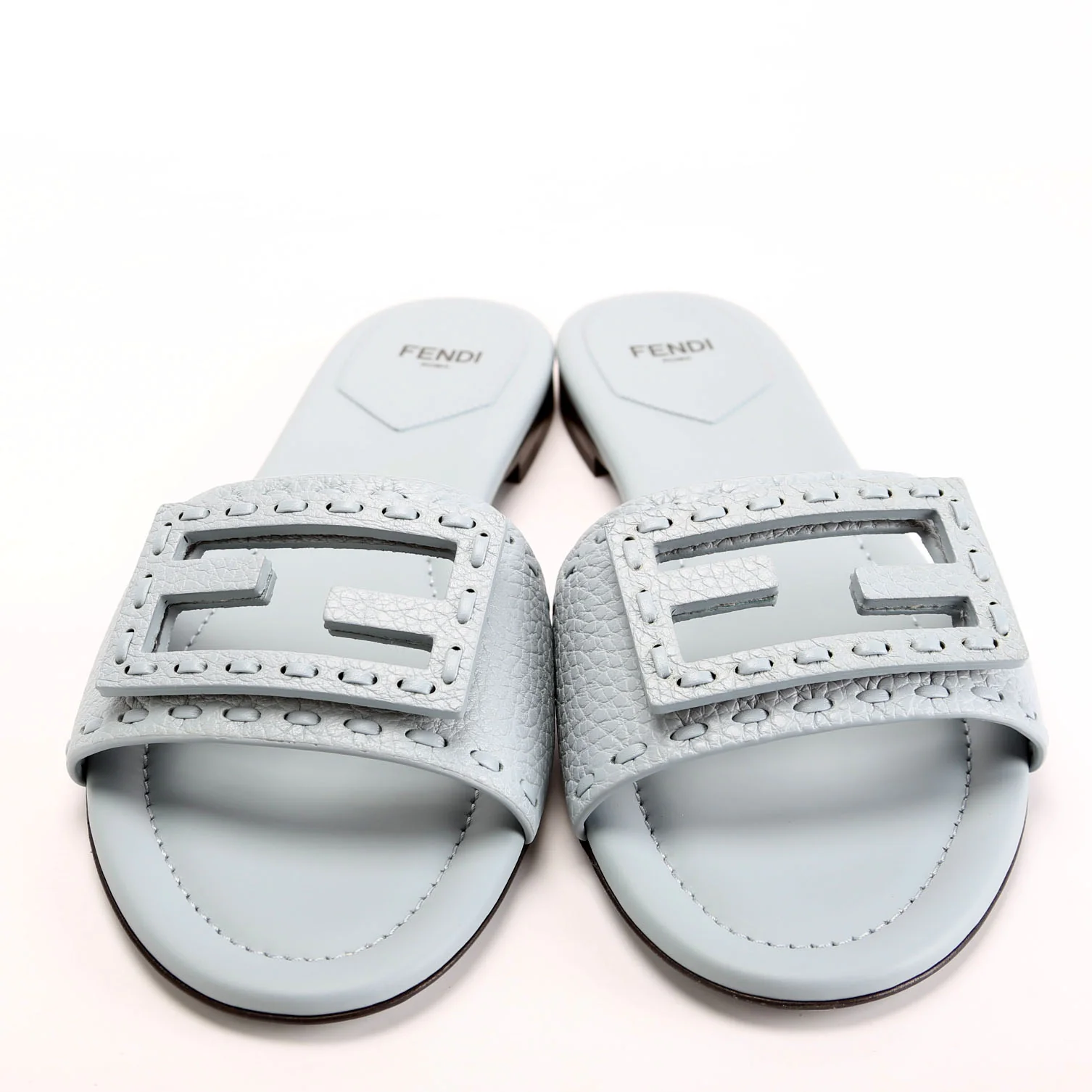 Cuoio Baguette Leather Slides Size 41 Light Blue - Image 2
