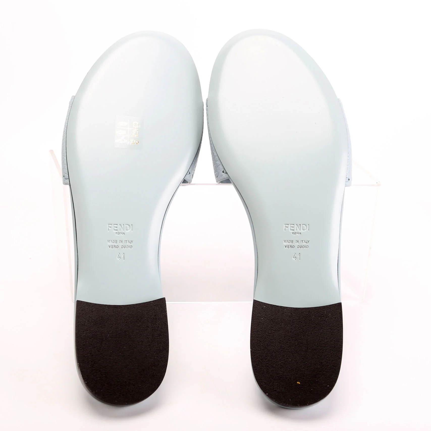 Cuoio Baguette Leather Slides Size 41 Light Blue - Image 7