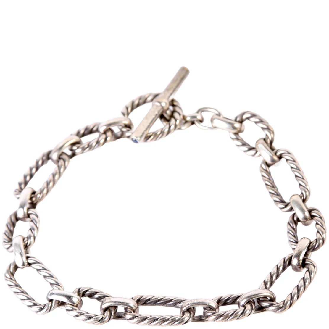 Cushion Link Chain With Sapphires Bracelet 9.5MM 925
