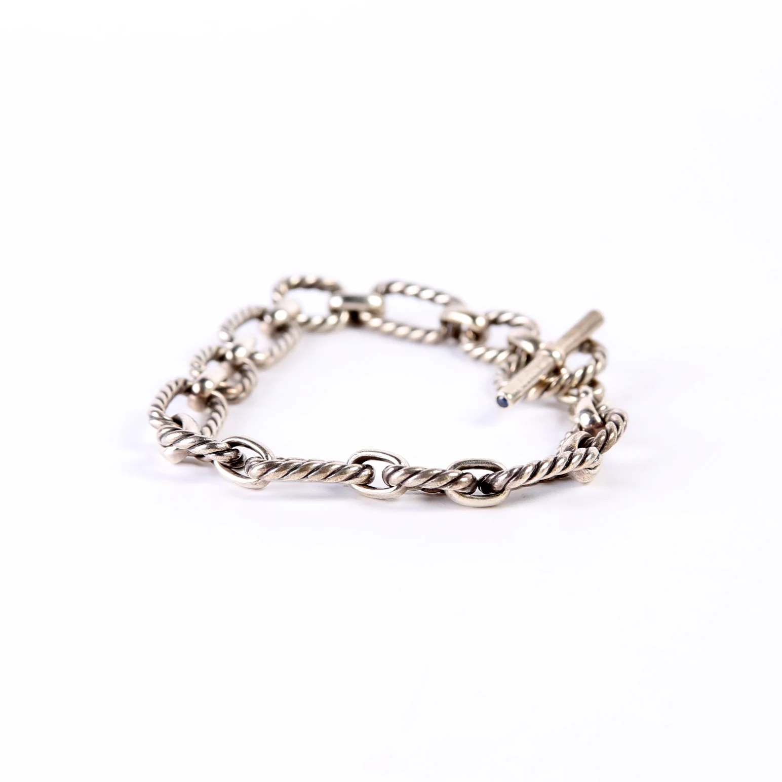 Cushion Link Chain With Sapphires Bracelet 9.5MM 925 - Image 3