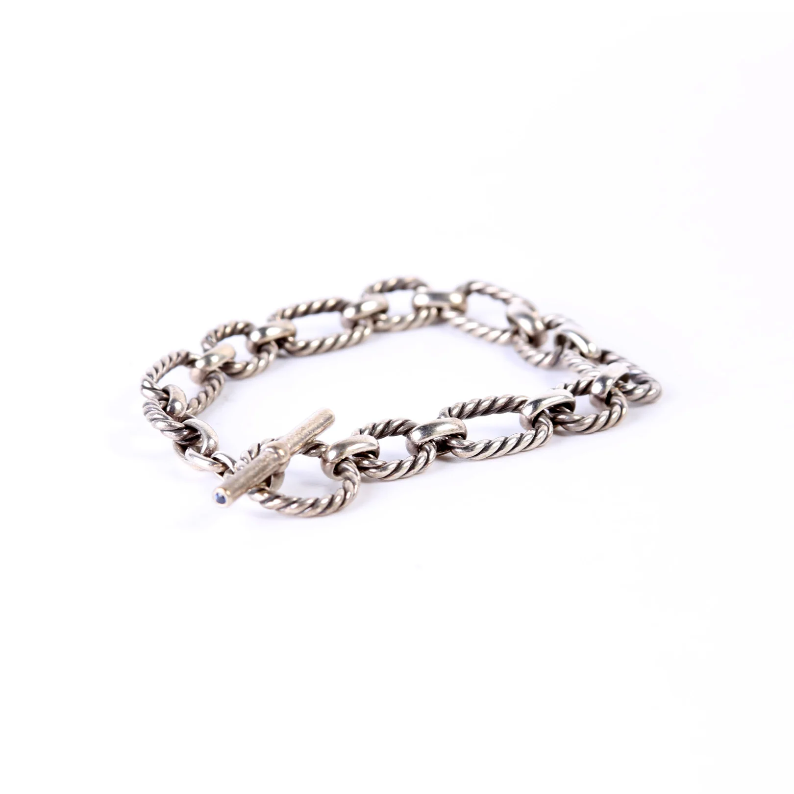 Cushion Link Chain With Sapphires Bracelet 9.5MM 925 - Image 5