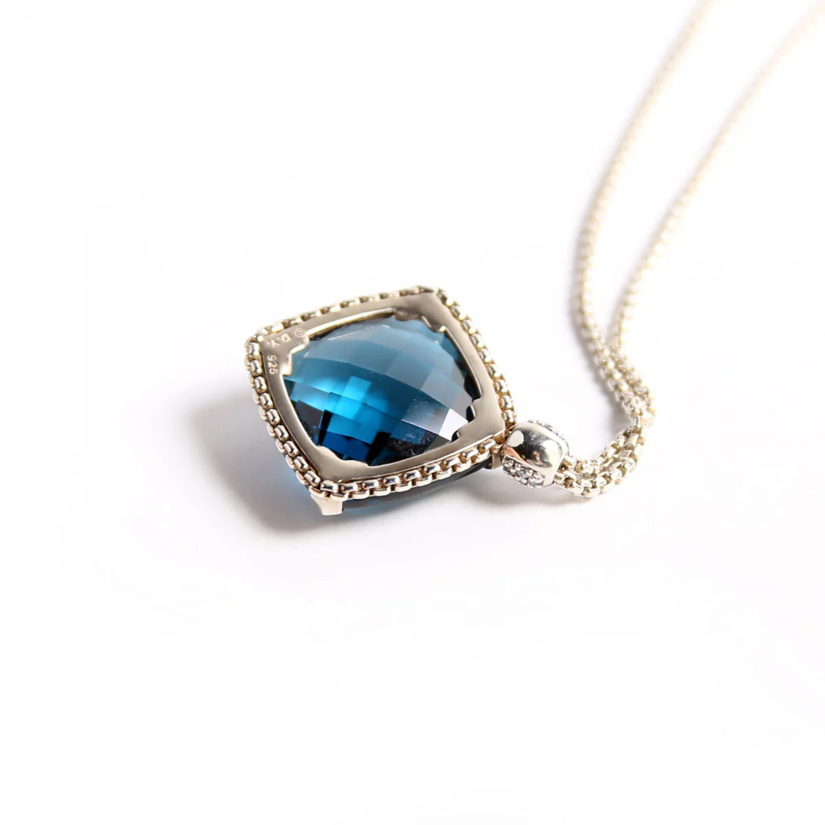 Cushion On Point Pendant Necklace 925/Topaz - Image 5