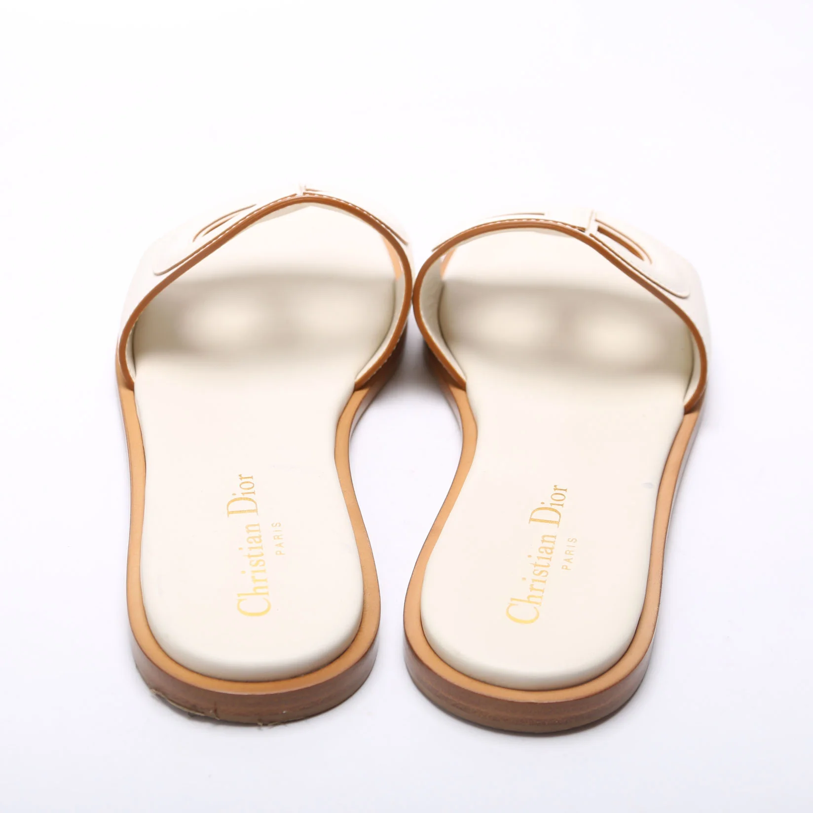 D-Club Slide Leather Sandals Size 37.5 White - Image 4