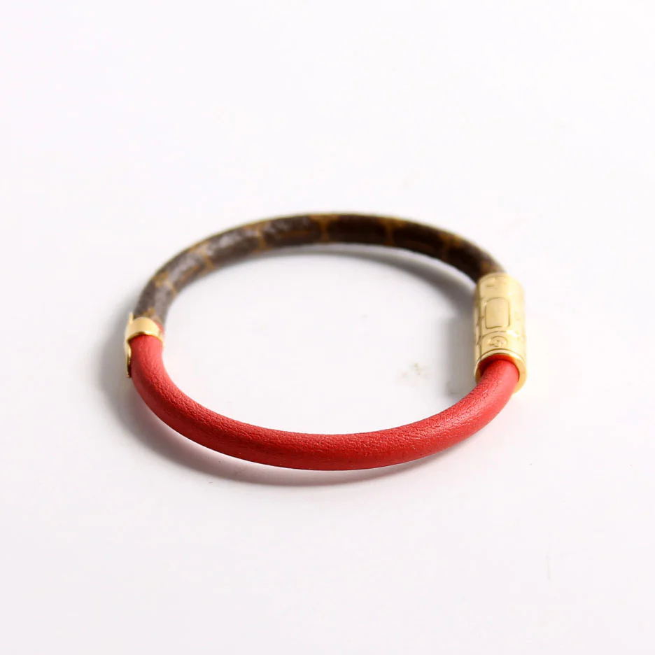 Daily Confidential Monogram/Leather Bracelet Red - Image 2