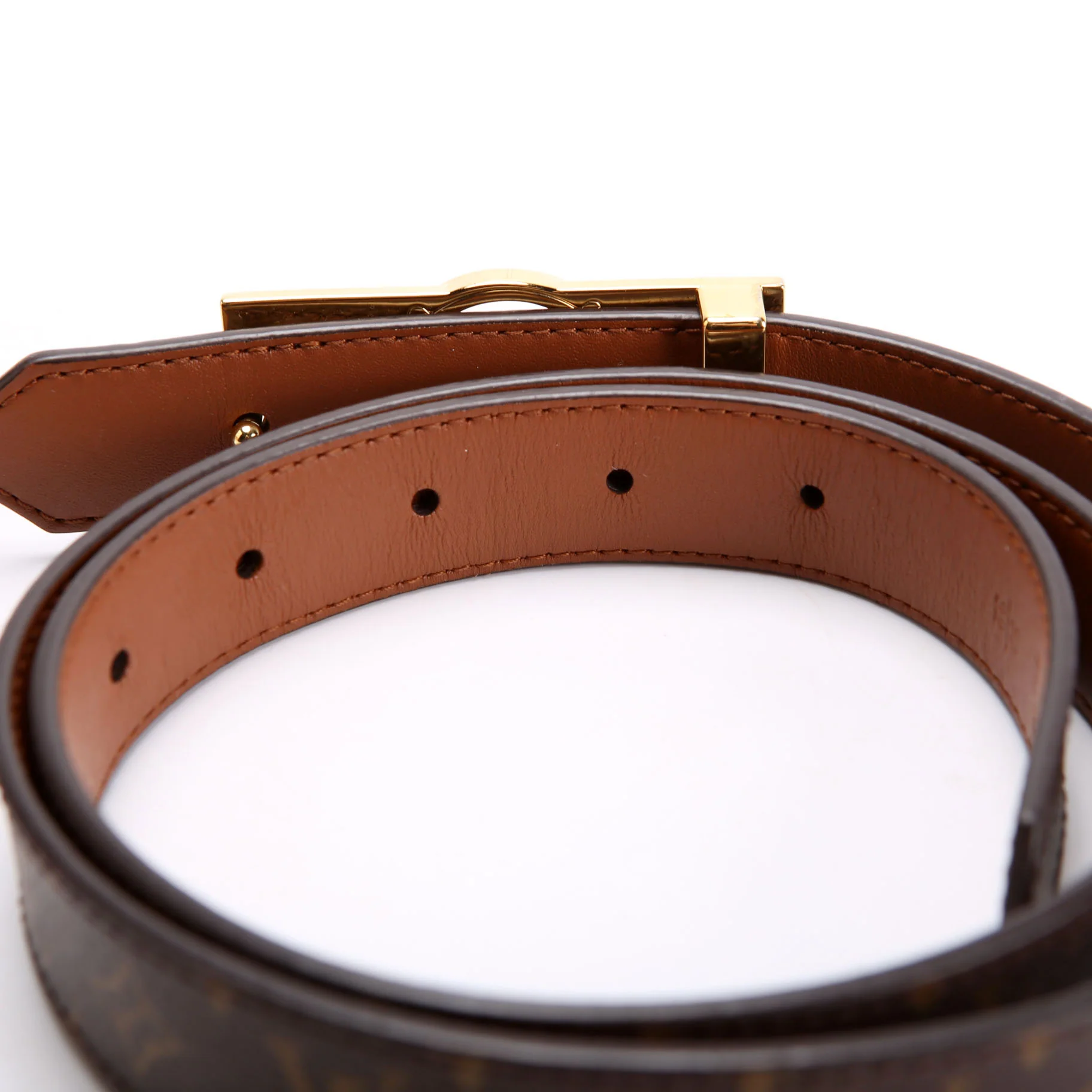 Dauphine 25MM Reversible Monogram/Leather Belt Size 80/32 - Image 4