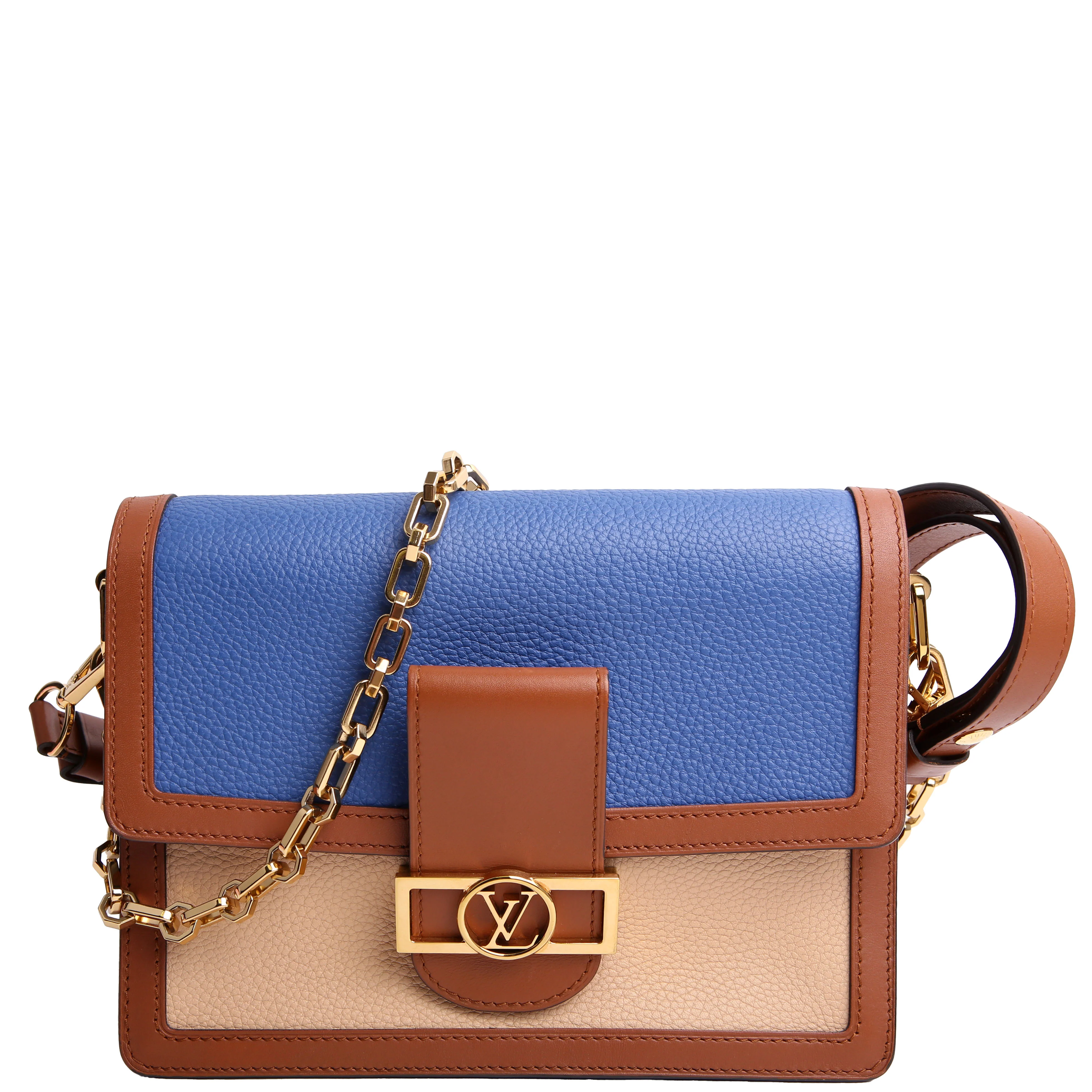 Dauphine Mini Taurillon Leather Brown/Blue
