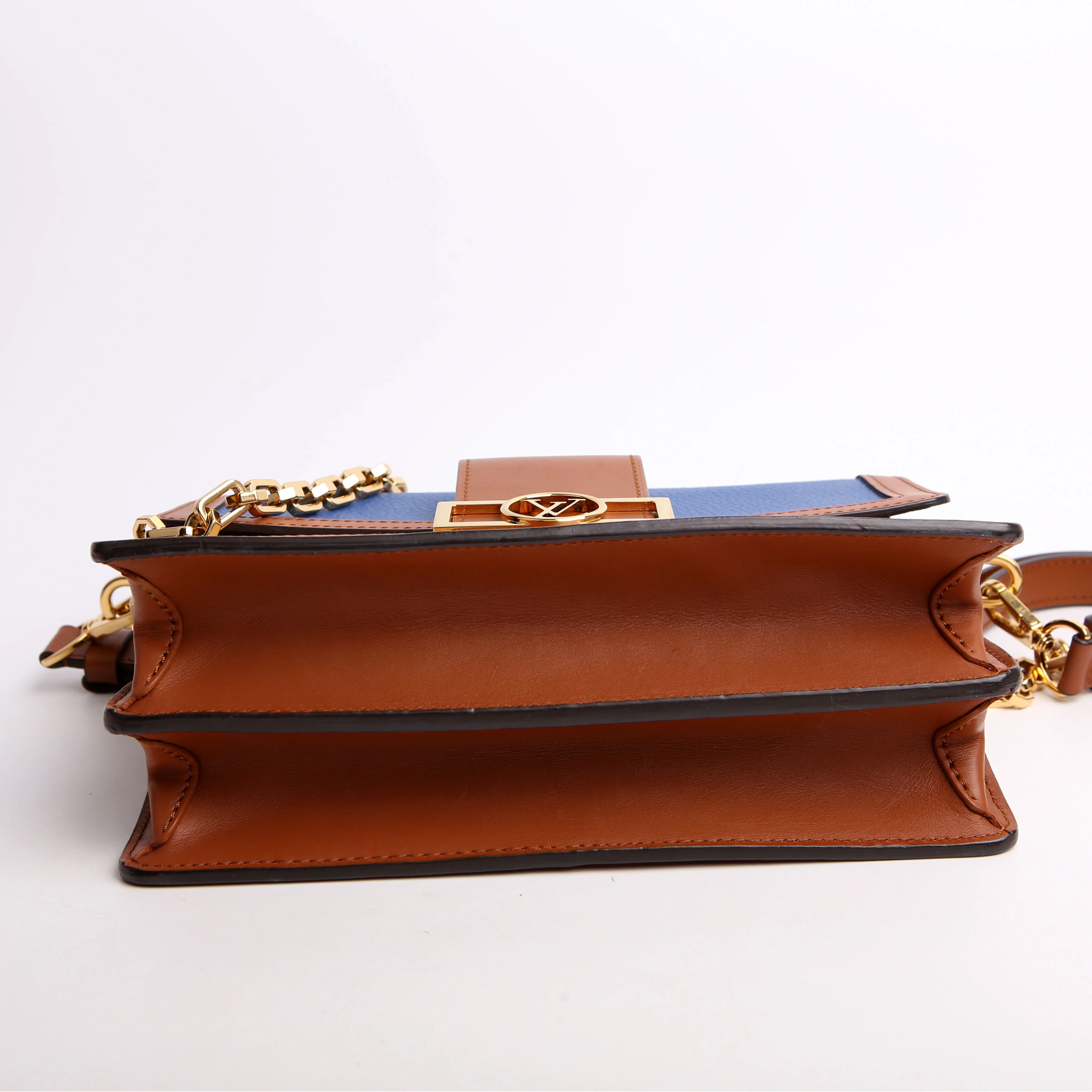 Dauphine Mini Taurillon Leather Brown/Blue - Image 4