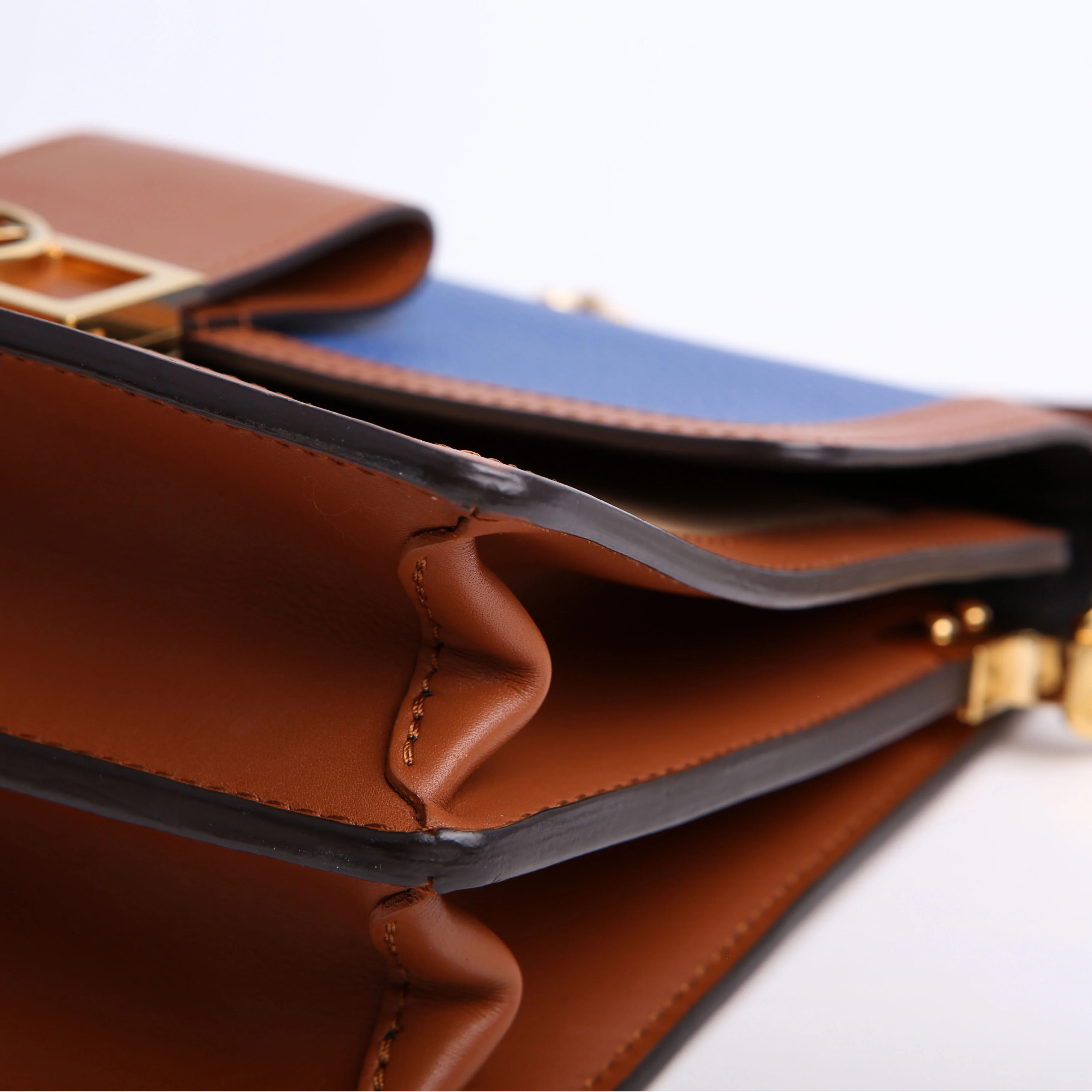 Dauphine Mini Taurillon Leather Brown/Blue - Image 6