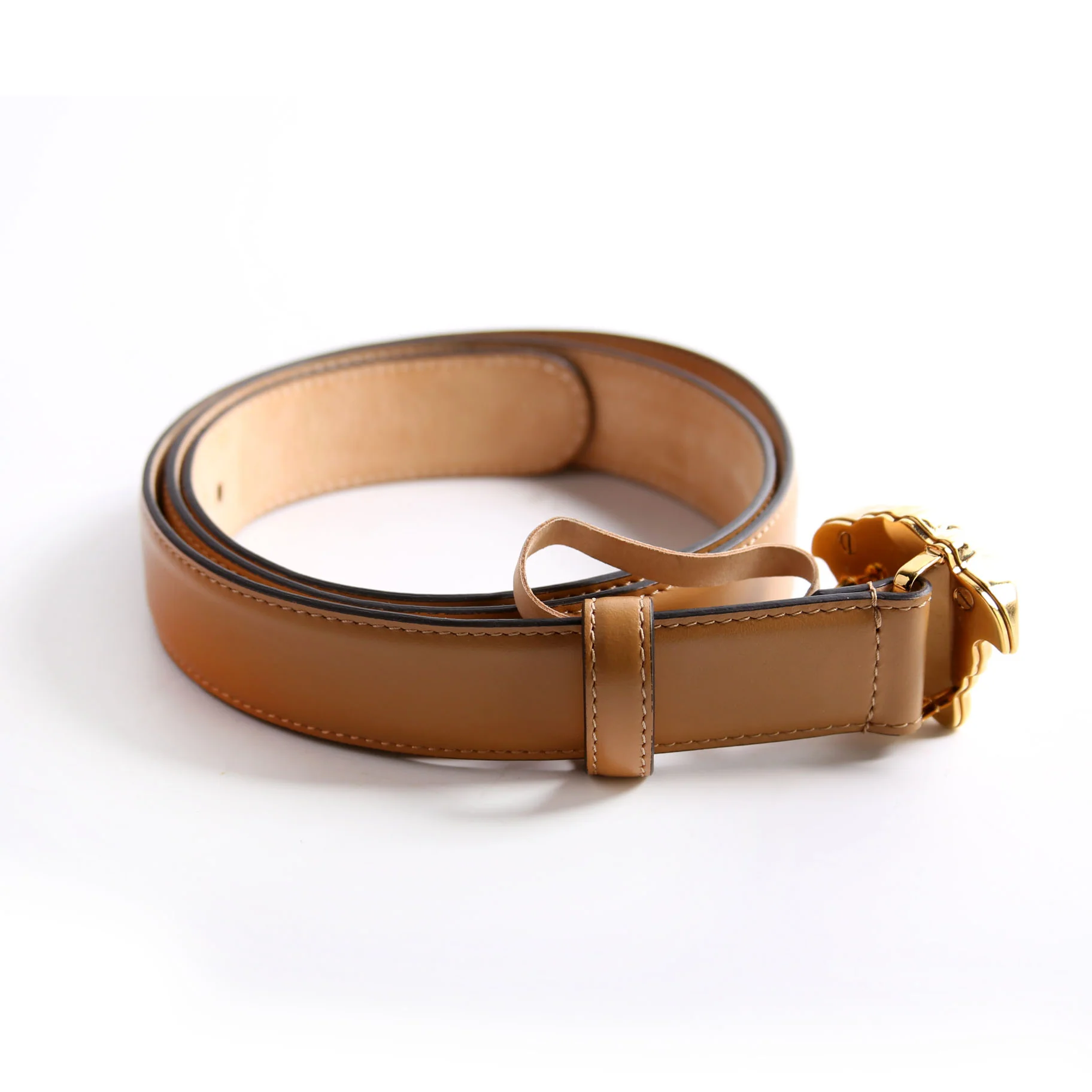 DCDD442 La Medusa Leather Belt Size 95/38 Tan - Image 2