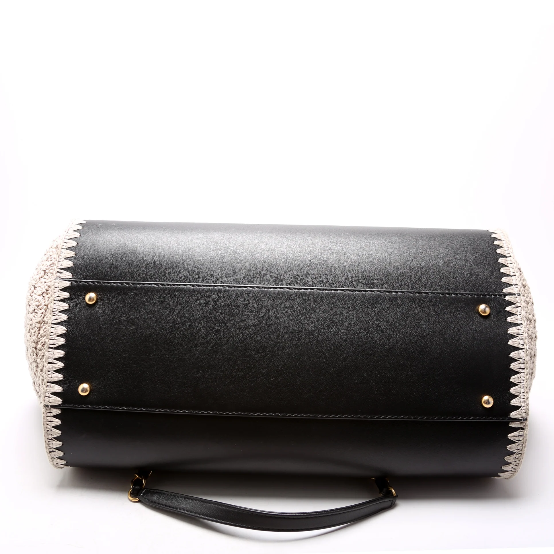 Deauville Calfskin/Crochet Tote Medium Black - Image 4