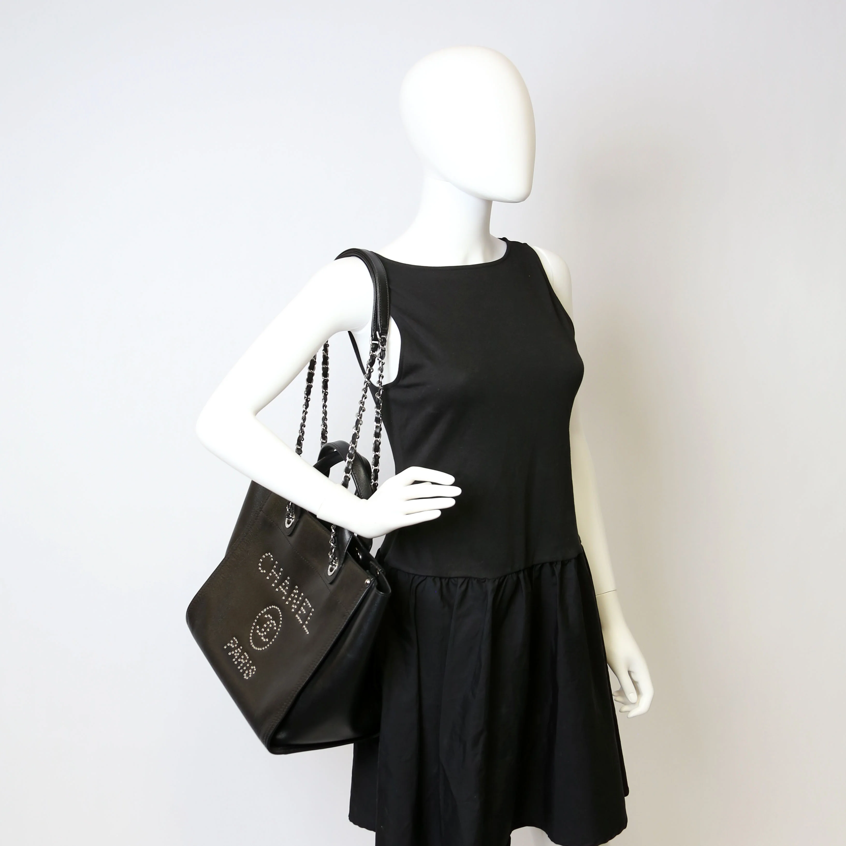 Deauville Studded Caviar Small Tote Black - Image 19