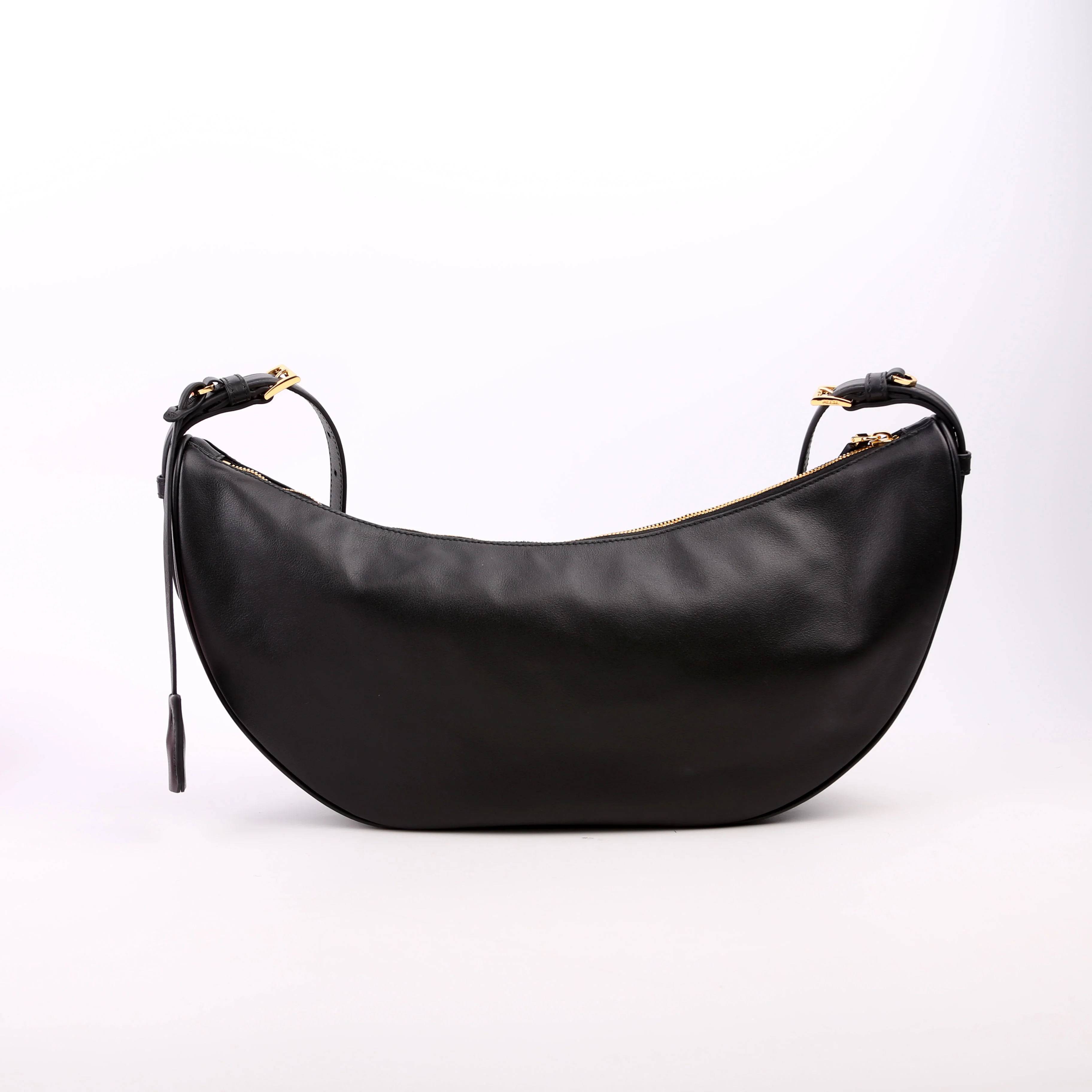 Demi-Lune Calfskin Shoulder Bag Large Black - Image 3