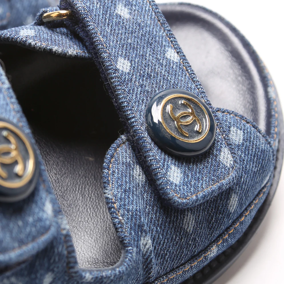 Denim CC Dad Sandals Size 38 Blue - Image 6