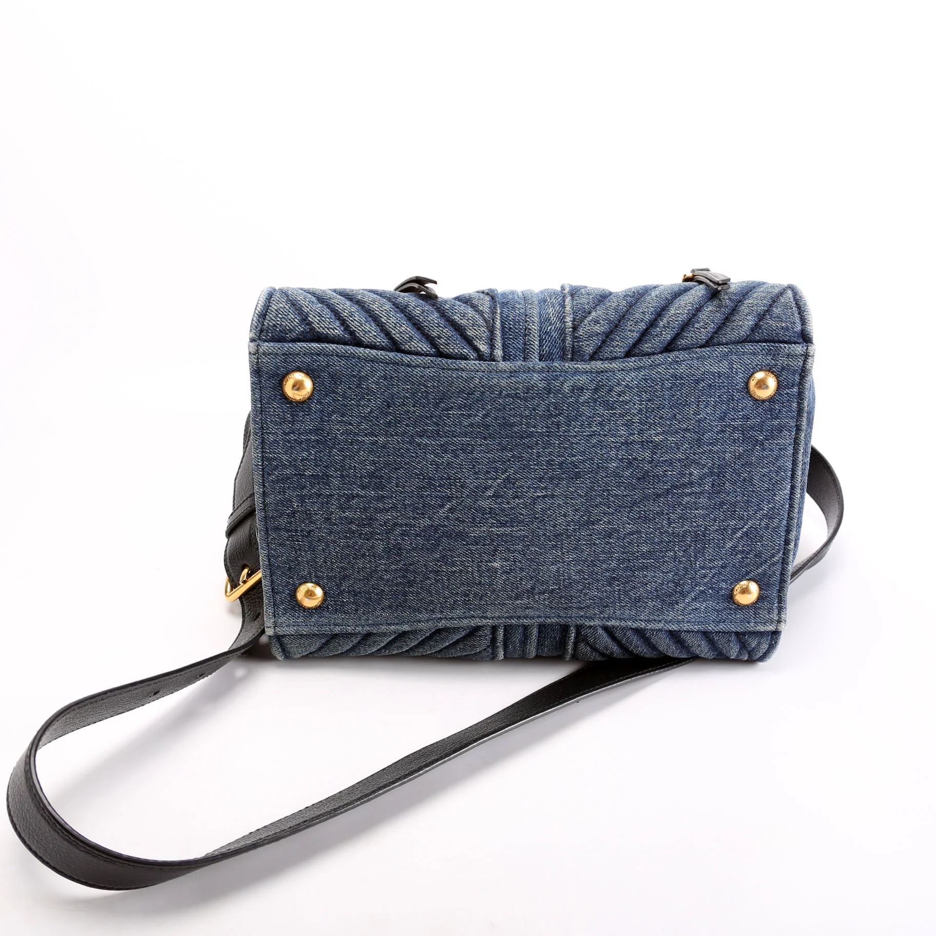 Denim Matelasse Biker Tote Blue/Black - Image 4