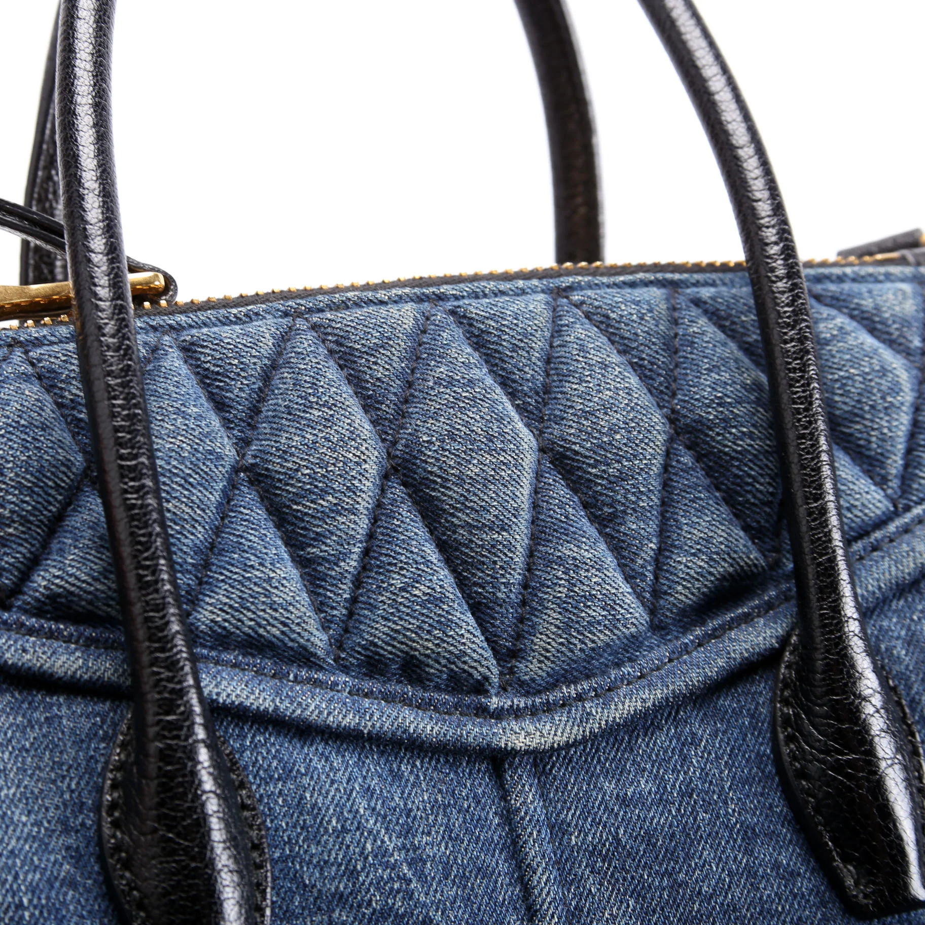 Denim Matelasse Biker Tote Blue/Black - Image 9
