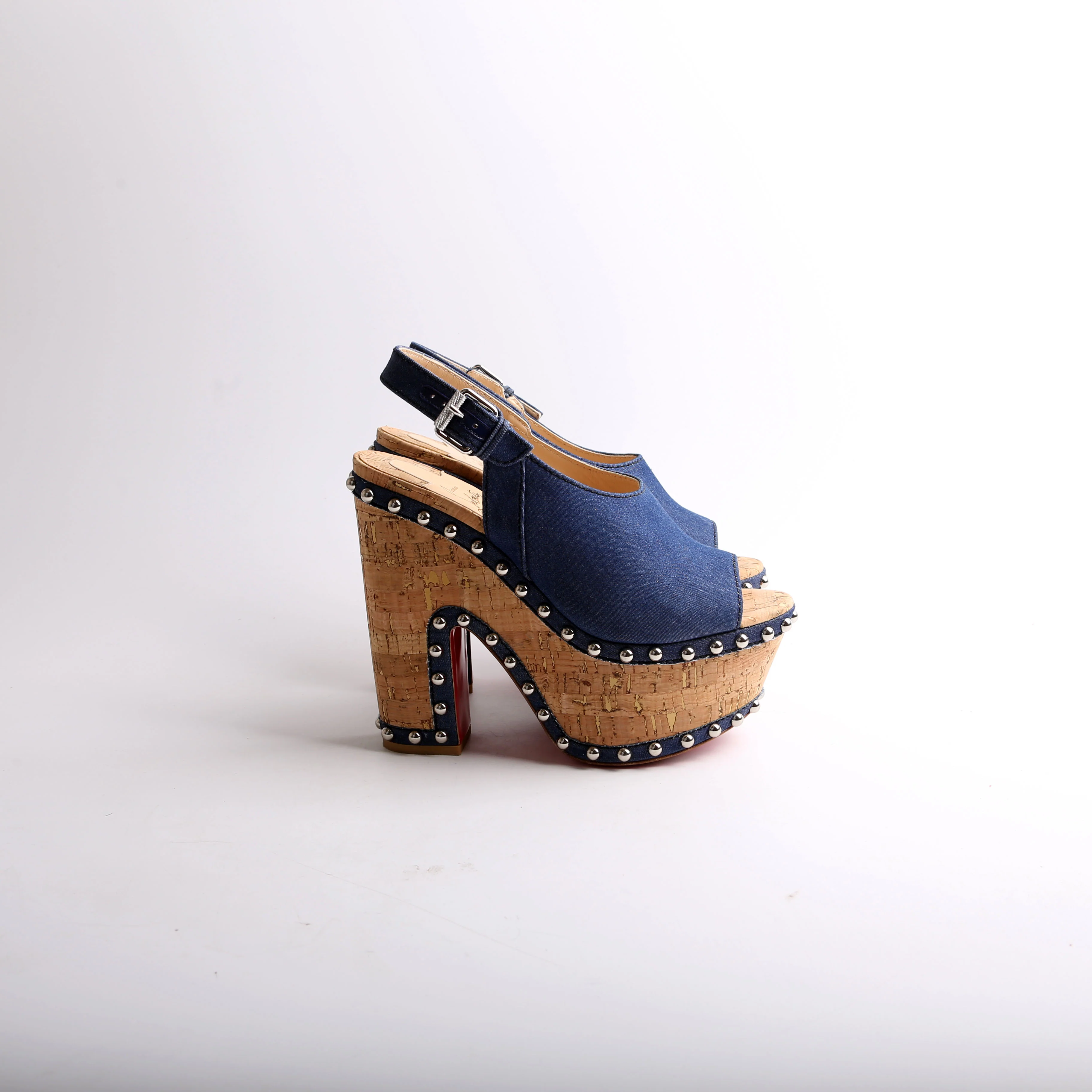 Denim Super Joan Platform Wedges Size 39 - Image 5