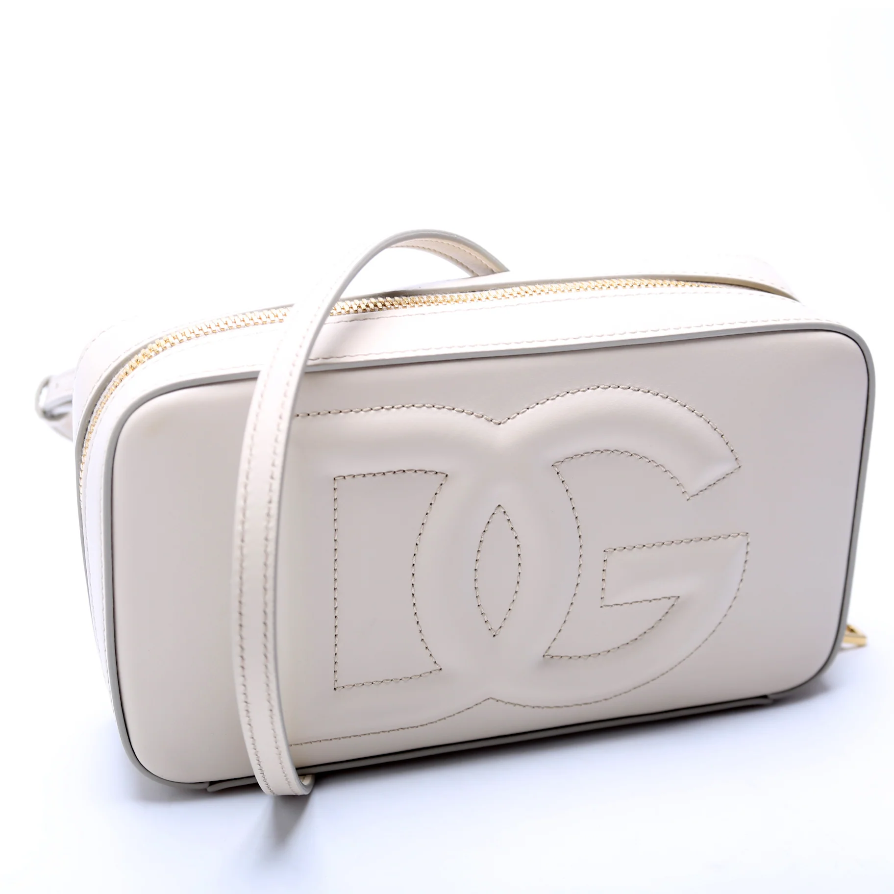 DG Logo Calfskin Small Camera Bag White - Image 2
