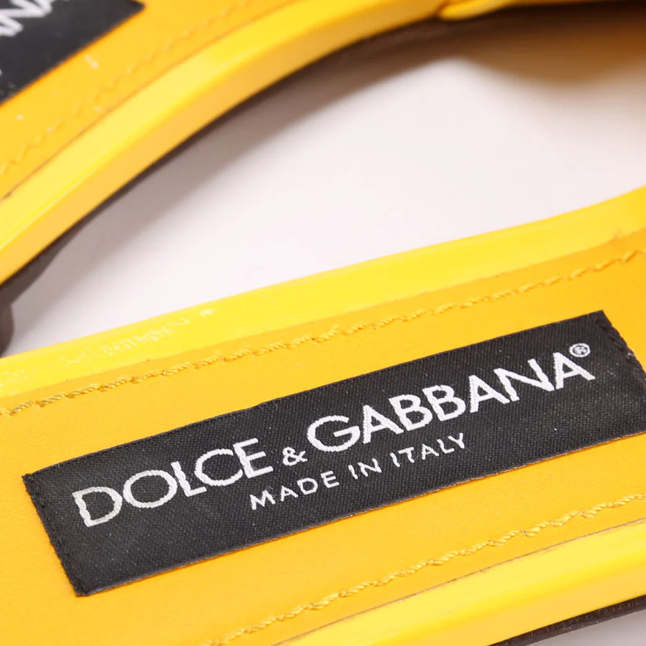 DG Logo Patent Leather Sandals Size 39.5 Yellow - Image 5