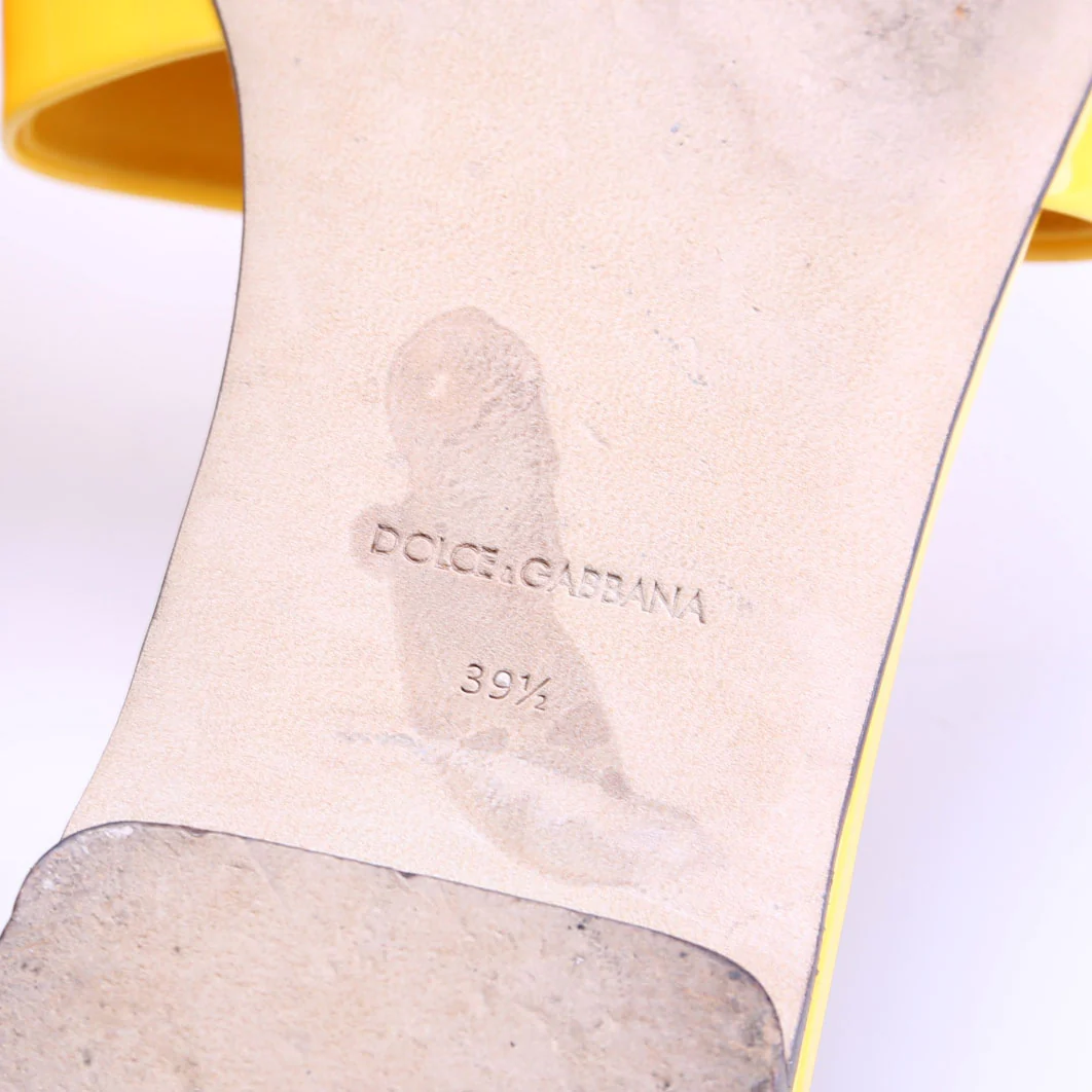 DG Logo Patent Leather Sandals Size 39.5 Yellow - Image 9