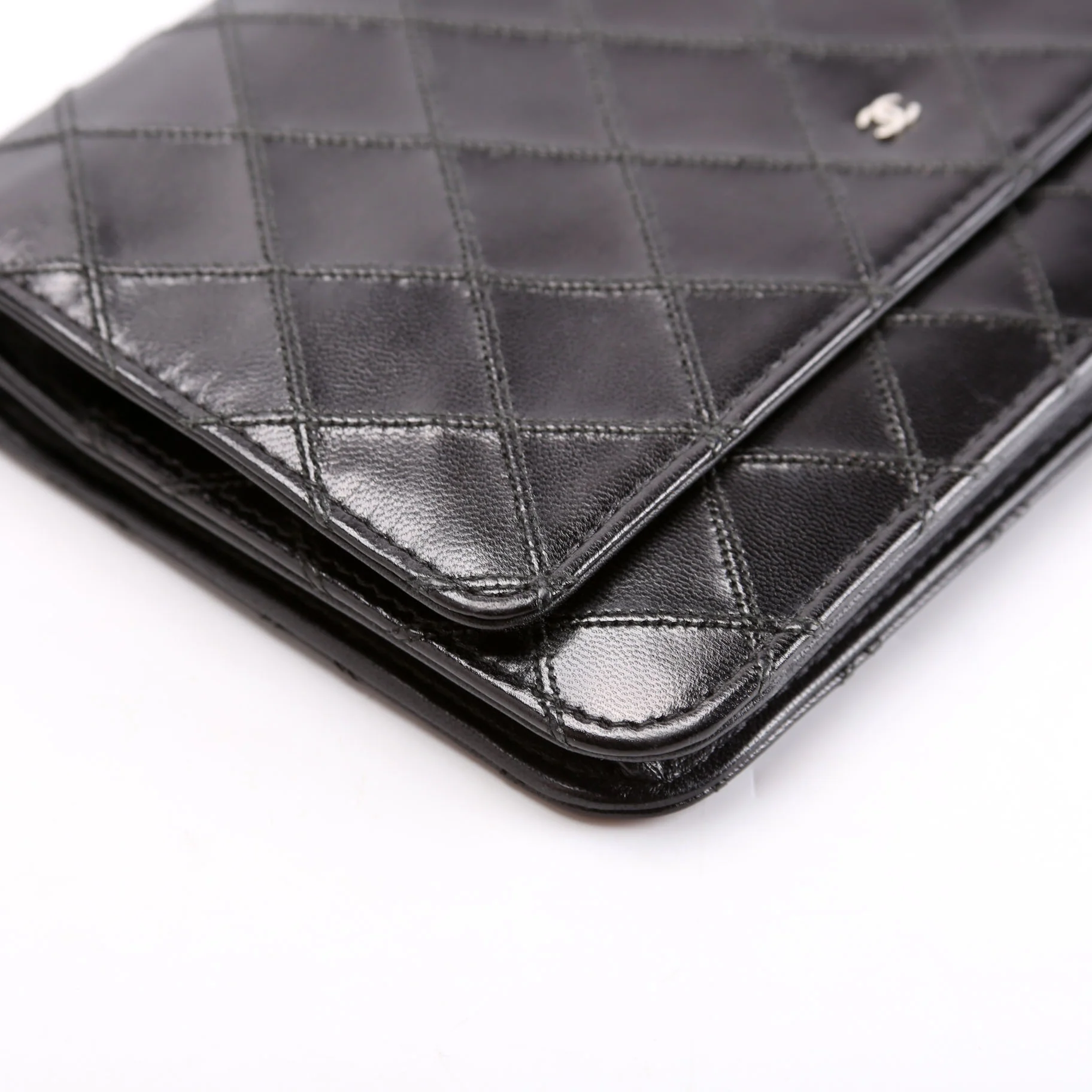 Diamond Stitch Quilted Lambskin WOC 14M Black - Image 5