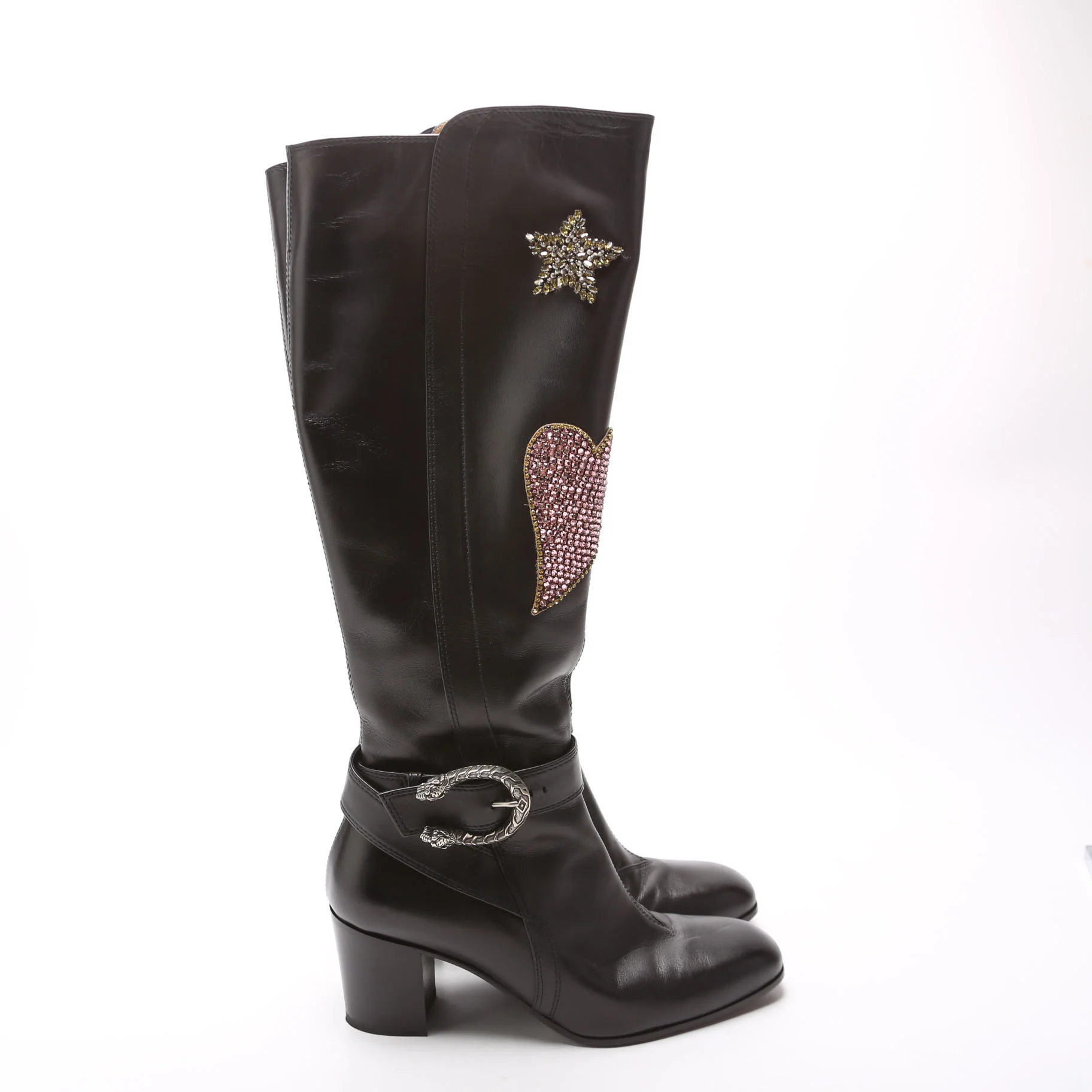 Dionysus Calfskin Embellished Elizabeth Knee High Boots Size 37 Black - Image 3