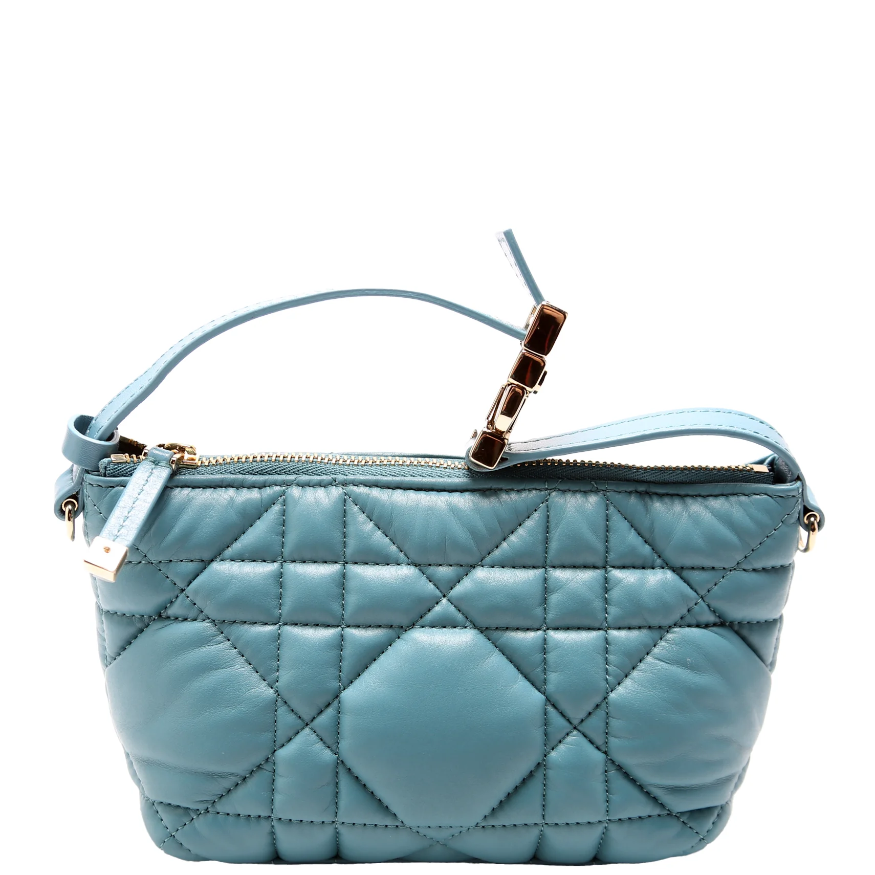 Diortravel Small Nomad Pouch Cannage Calfskin Blue