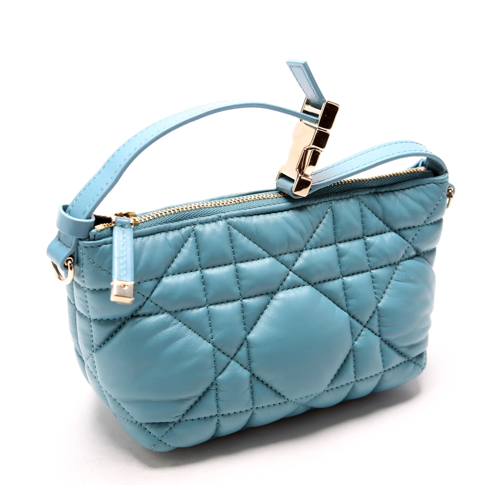 Diortravel Small Nomad Pouch Cannage Calfskin Blue - Image 2