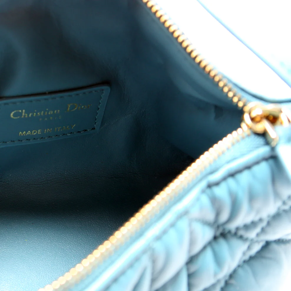 Diortravel Small Nomad Pouch Cannage Calfskin Blue - Image 7