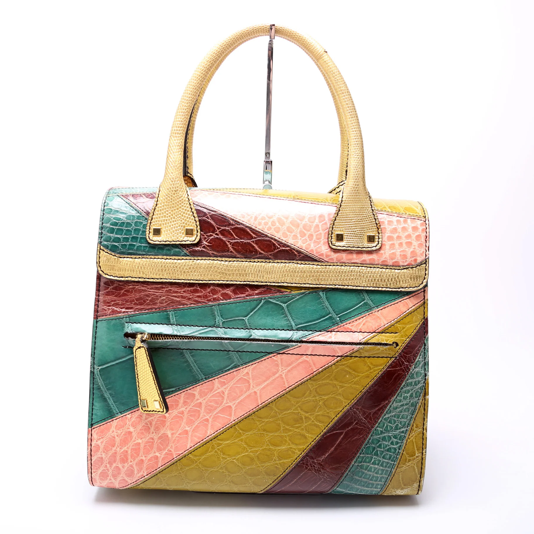 Dome Handbag Patchwork Croc & Lizard - Image 3
