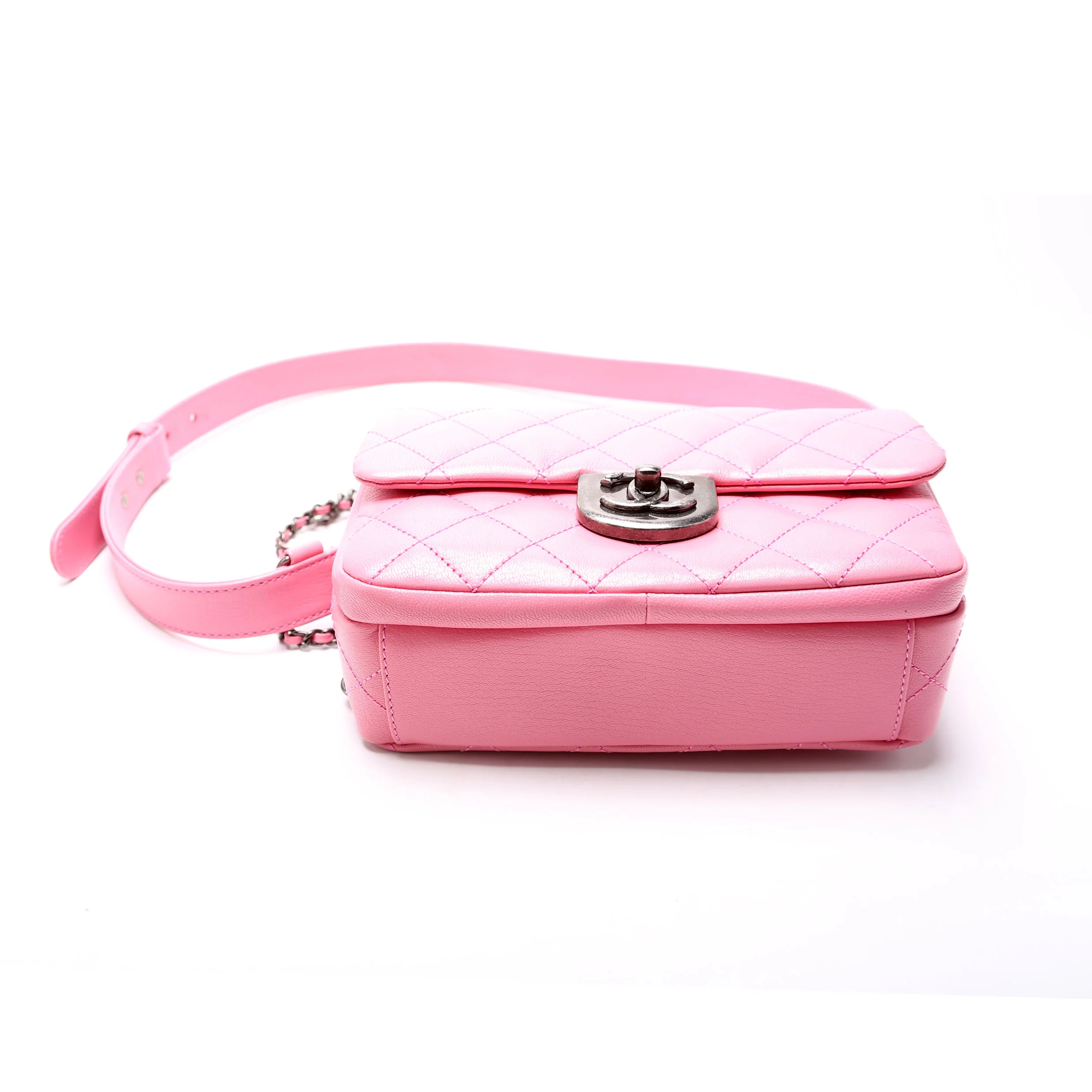 Double Carry Chain Waist Bag 21M Goatskin Pink - Image 4