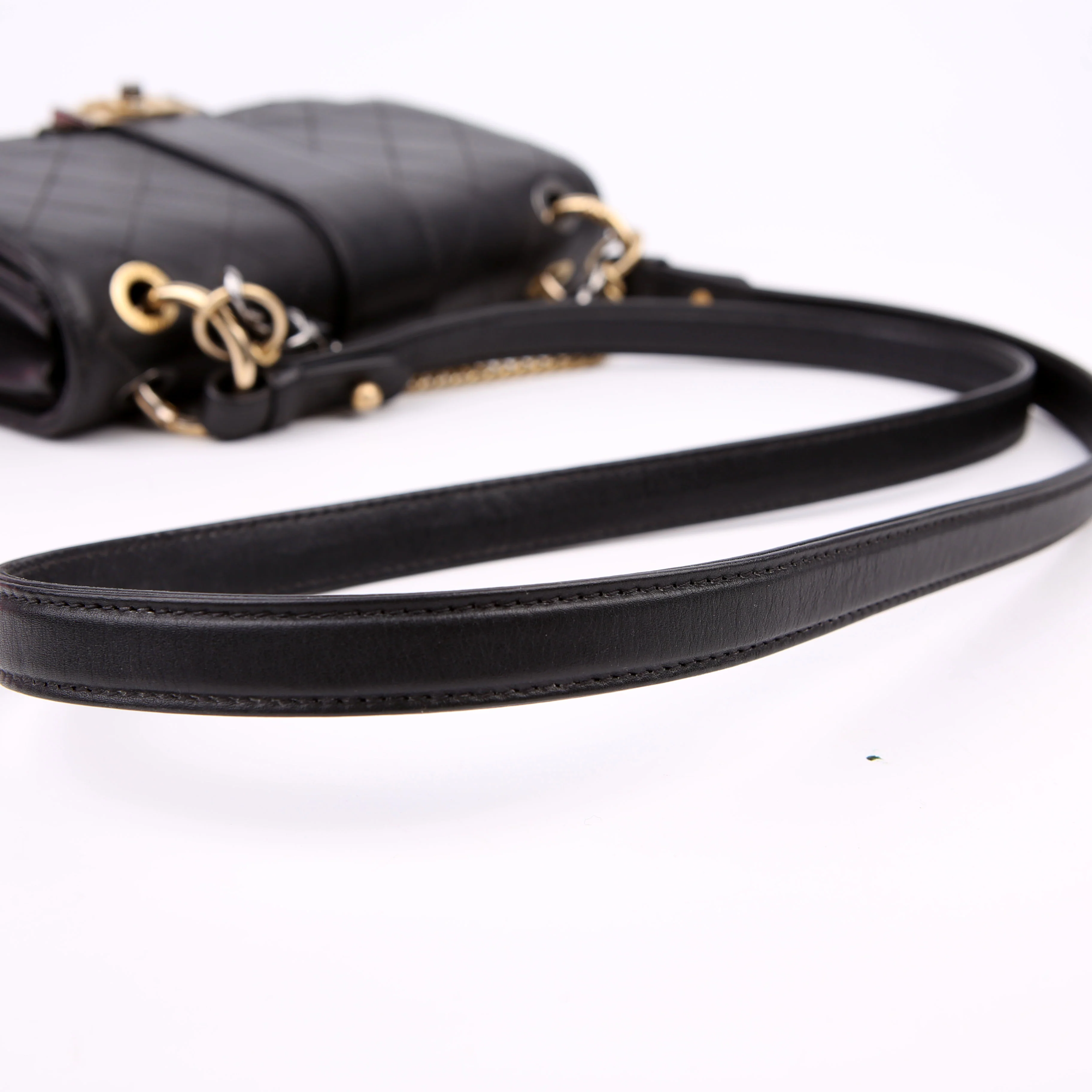 Double Chain Top Handle Flap Calfskin 26M Black - Image 13