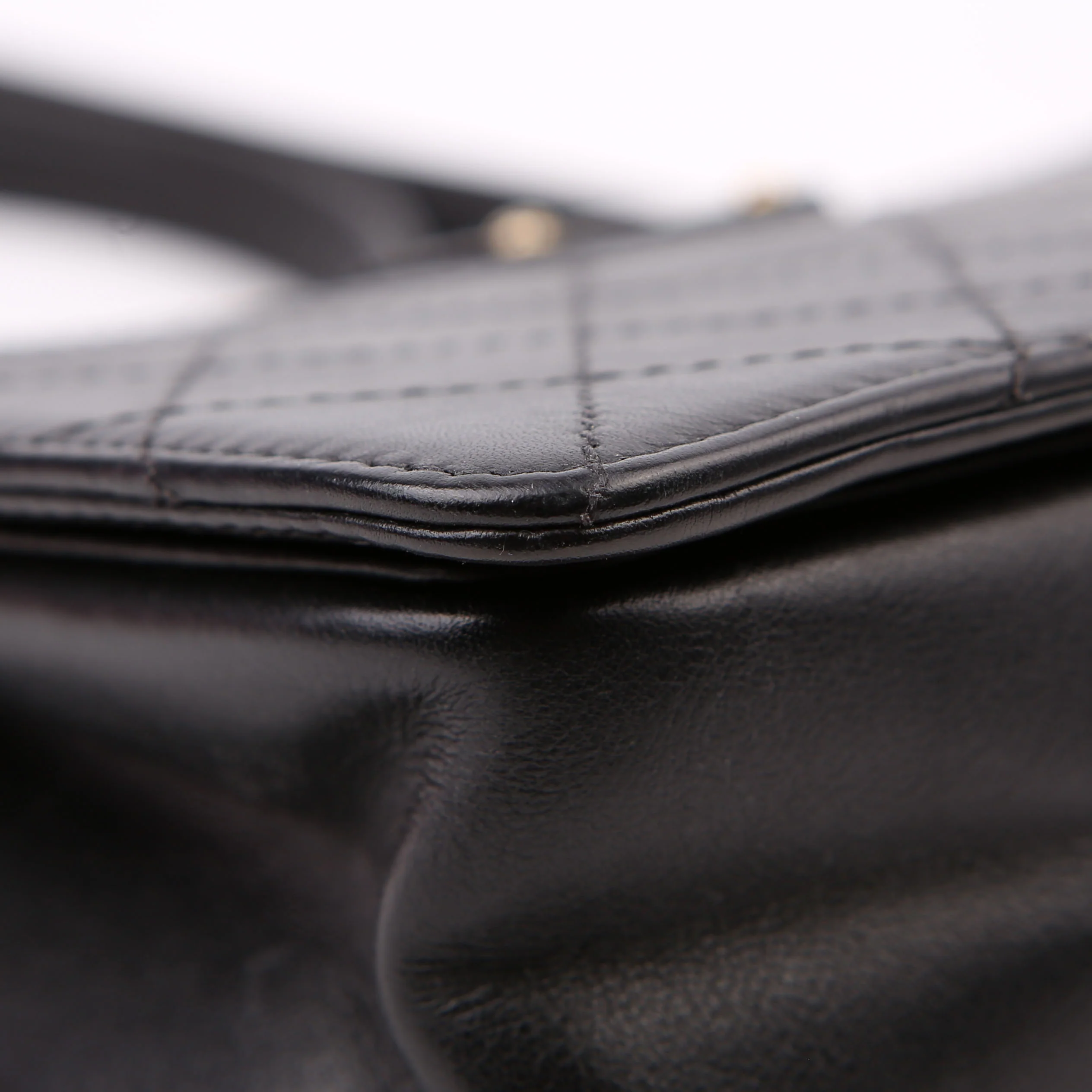 Double Chain Top Handle Flap Calfskin 26M Black - Image 7